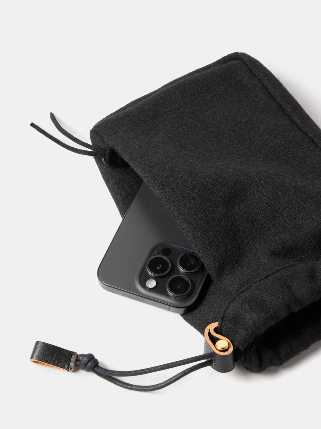 Texnh  ドローストリング  ポーチ M ウール , Black