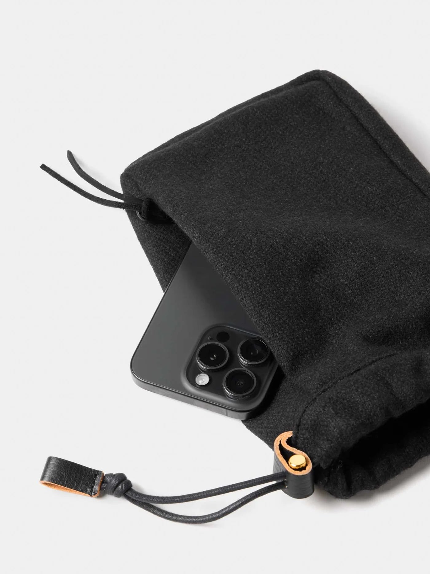 Texnh  ドローストリング  ポーチ M ウール , Black