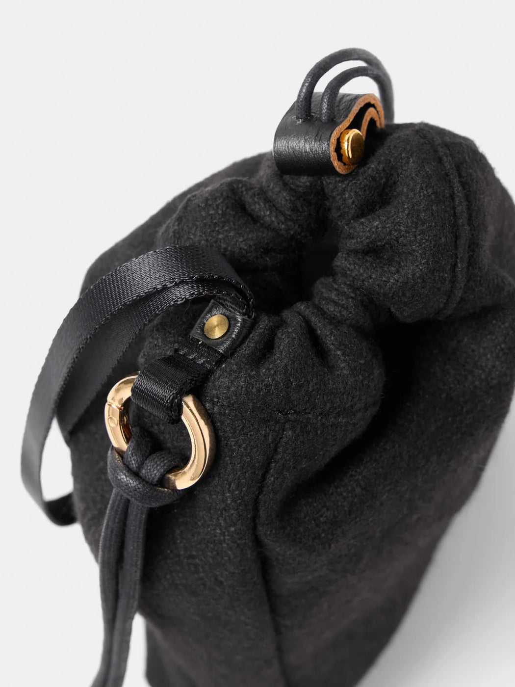 Texnh  ドローストリング  ポーチ M ウール , Black