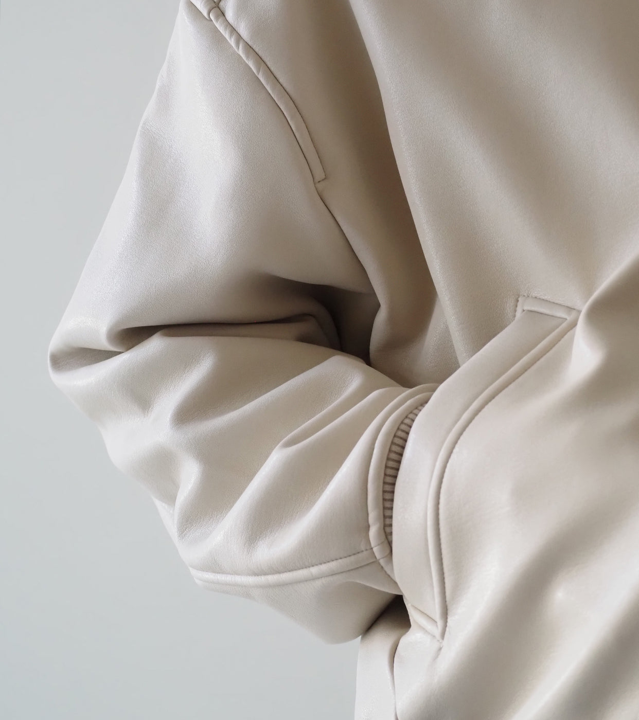 ALWEL FAUX LEATHER PADDED BOMBER JACKET  , Ivory