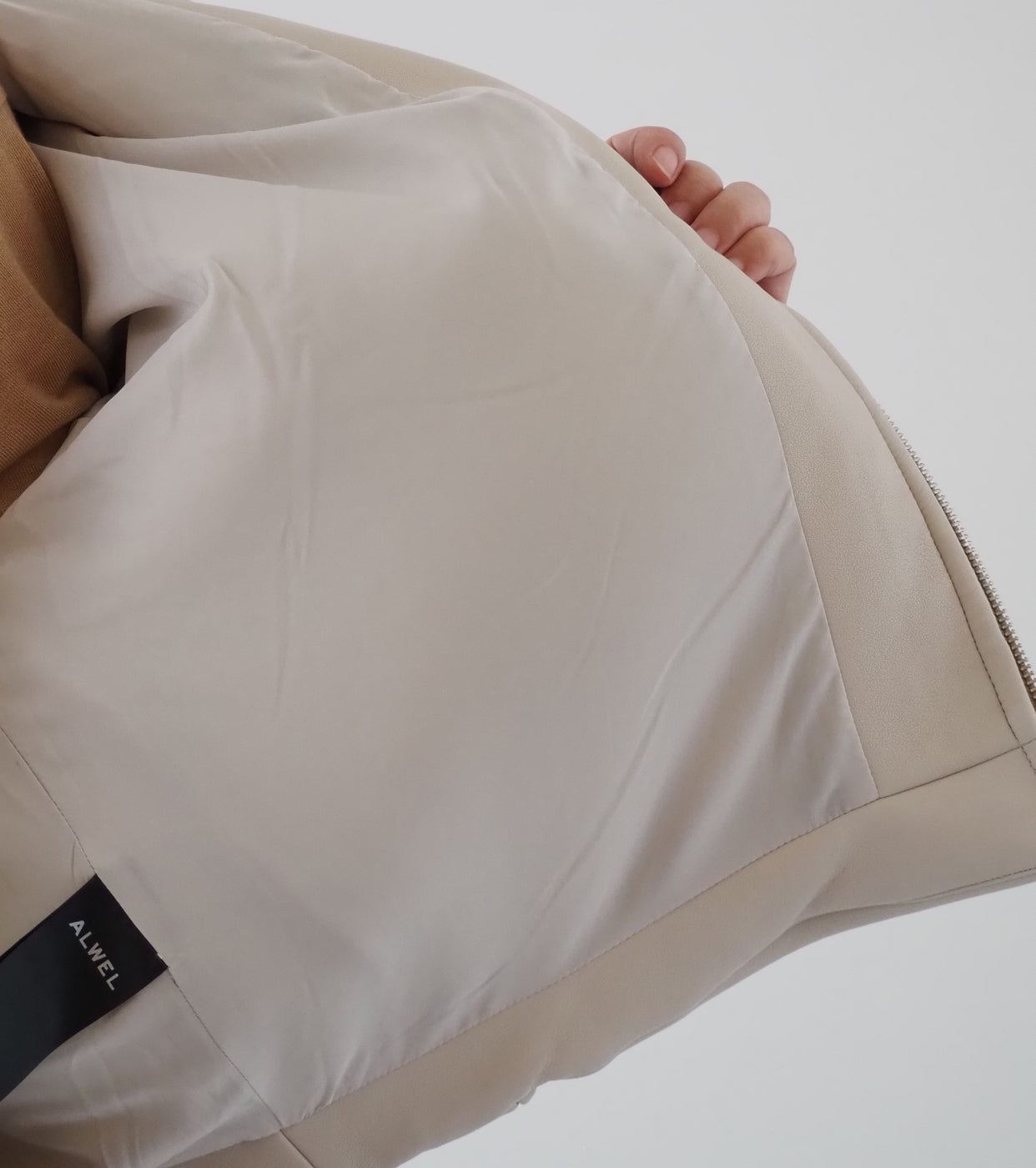 ALWEL FAUX LEATHER PADDED BOMBER JACKET  , Ivory