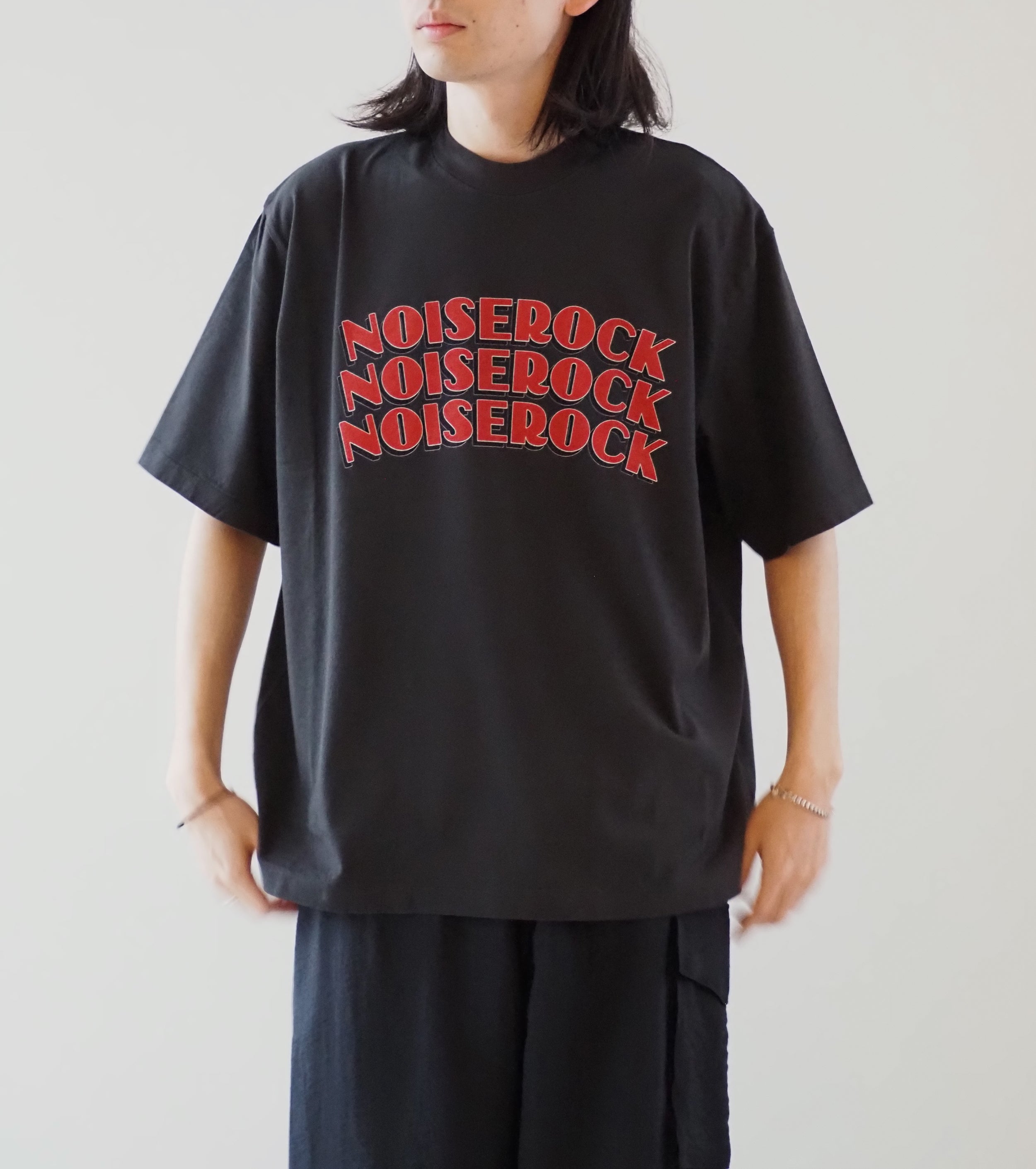 blurhms ROOT STOCK ノイズロック プリント Tシャツ ワイド, Ink Black