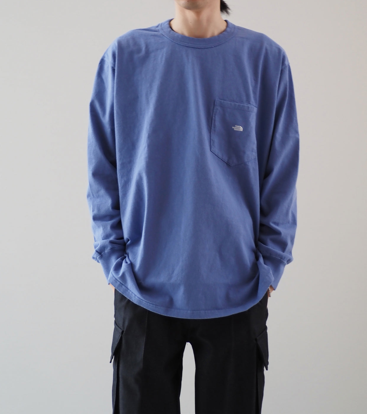 7oz Long Sleeve Pocket Tee, SmokeyPurple × OffWhite