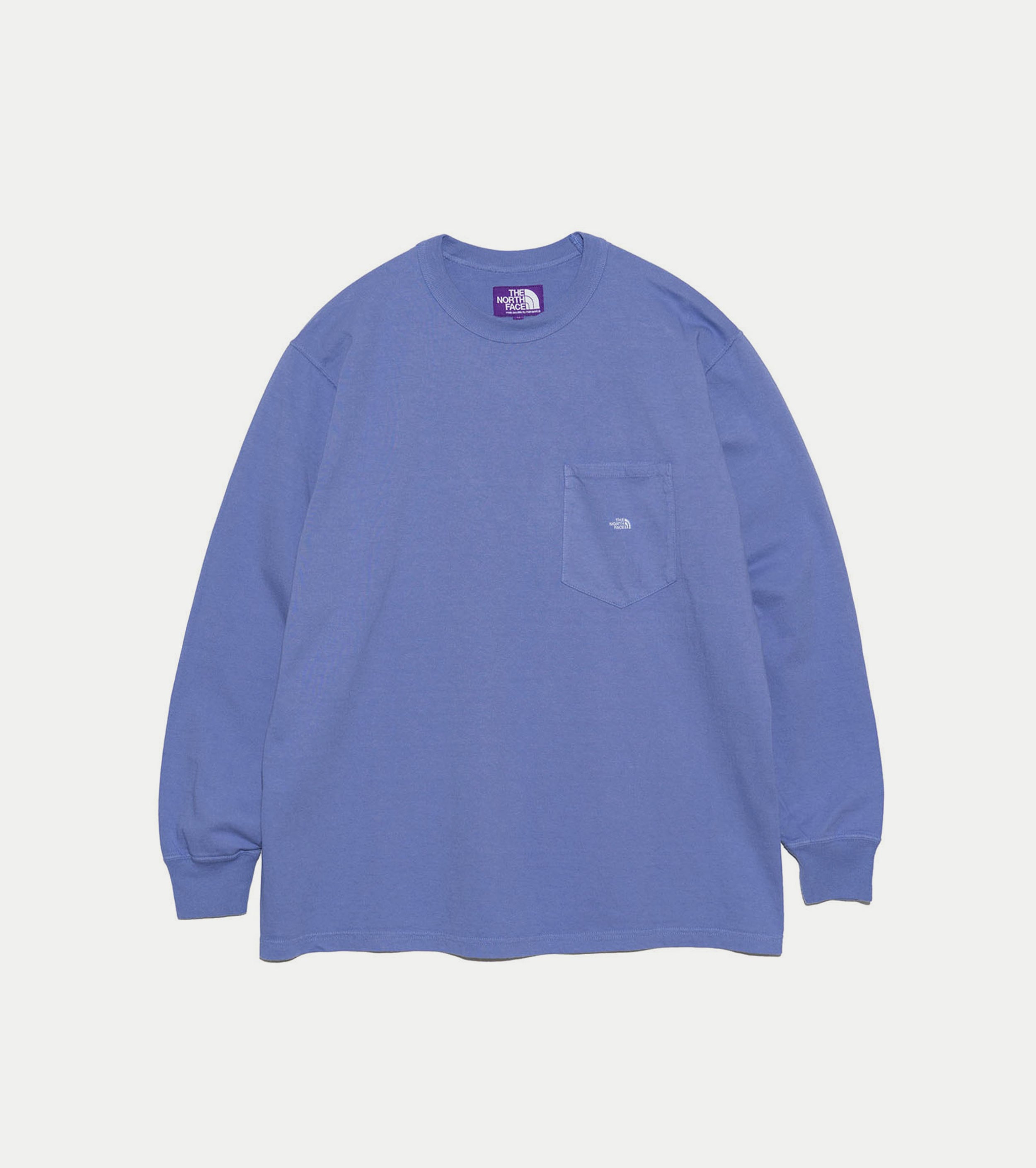 7oz Long Sleeve Pocket Tee, SmokeyPurple × OffWhite