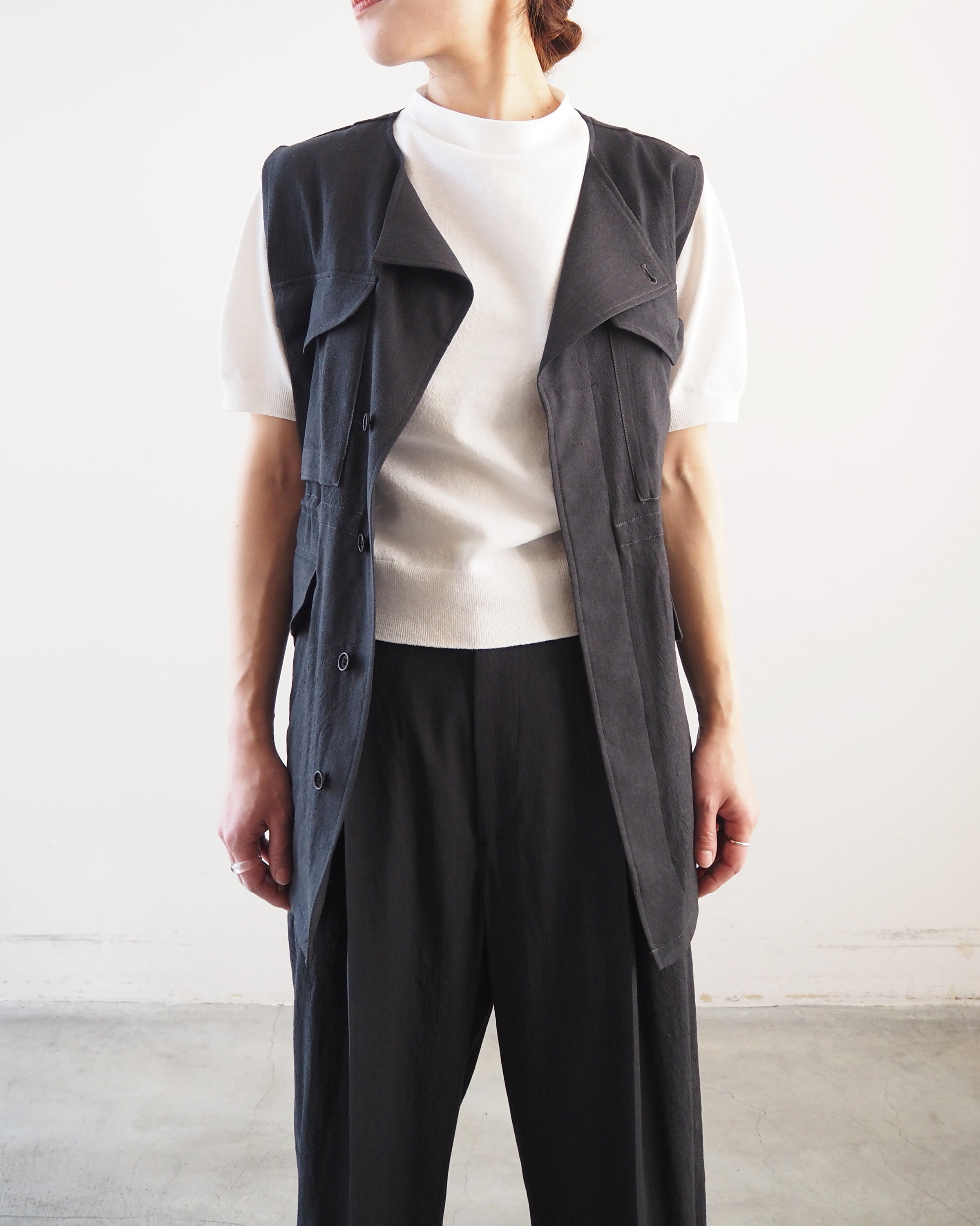 Wool, rayon, silk 43 vest, Heather Charcoal