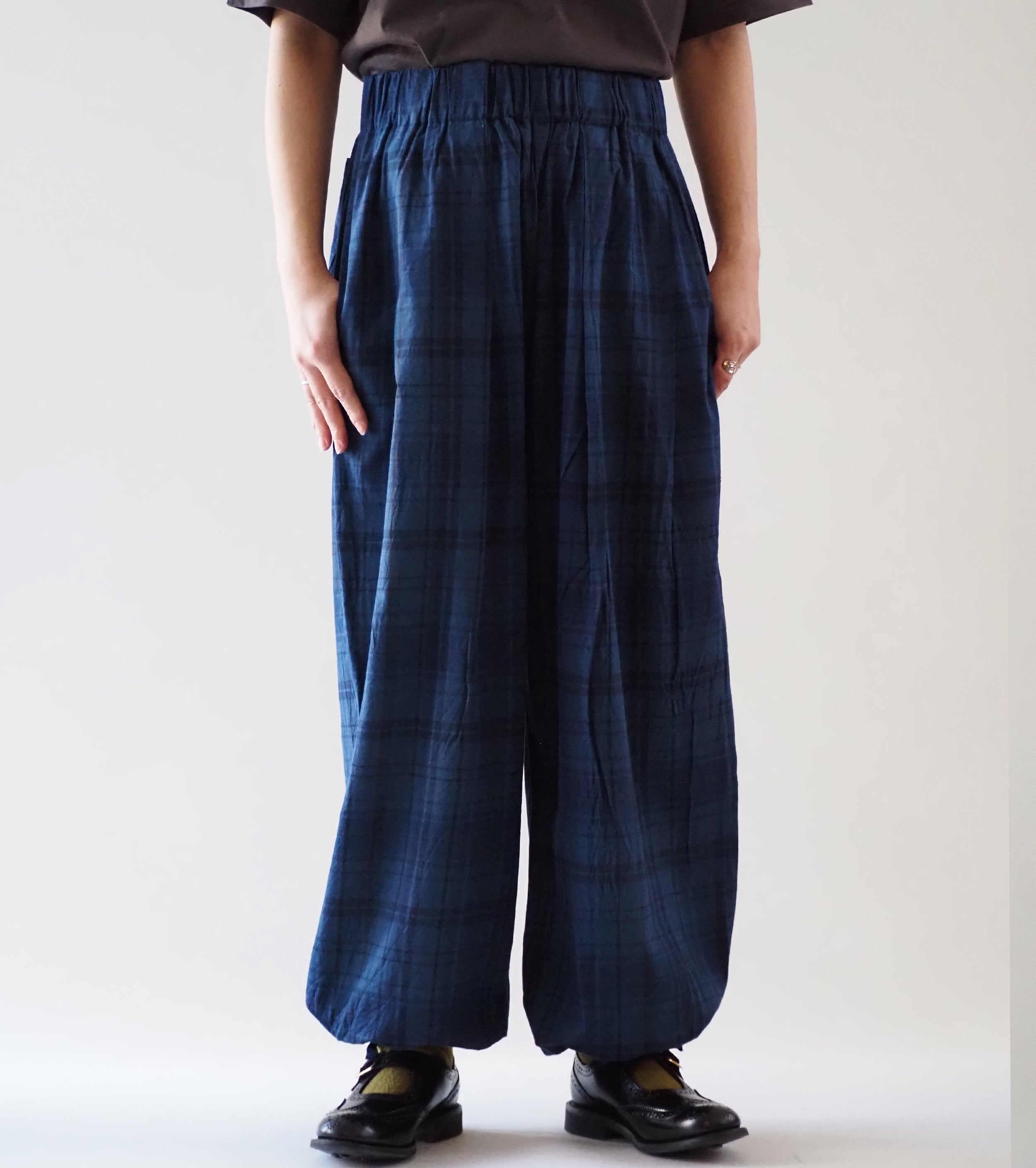 Yarmo Wide Tuck Easy PT Indigo Madras, Check