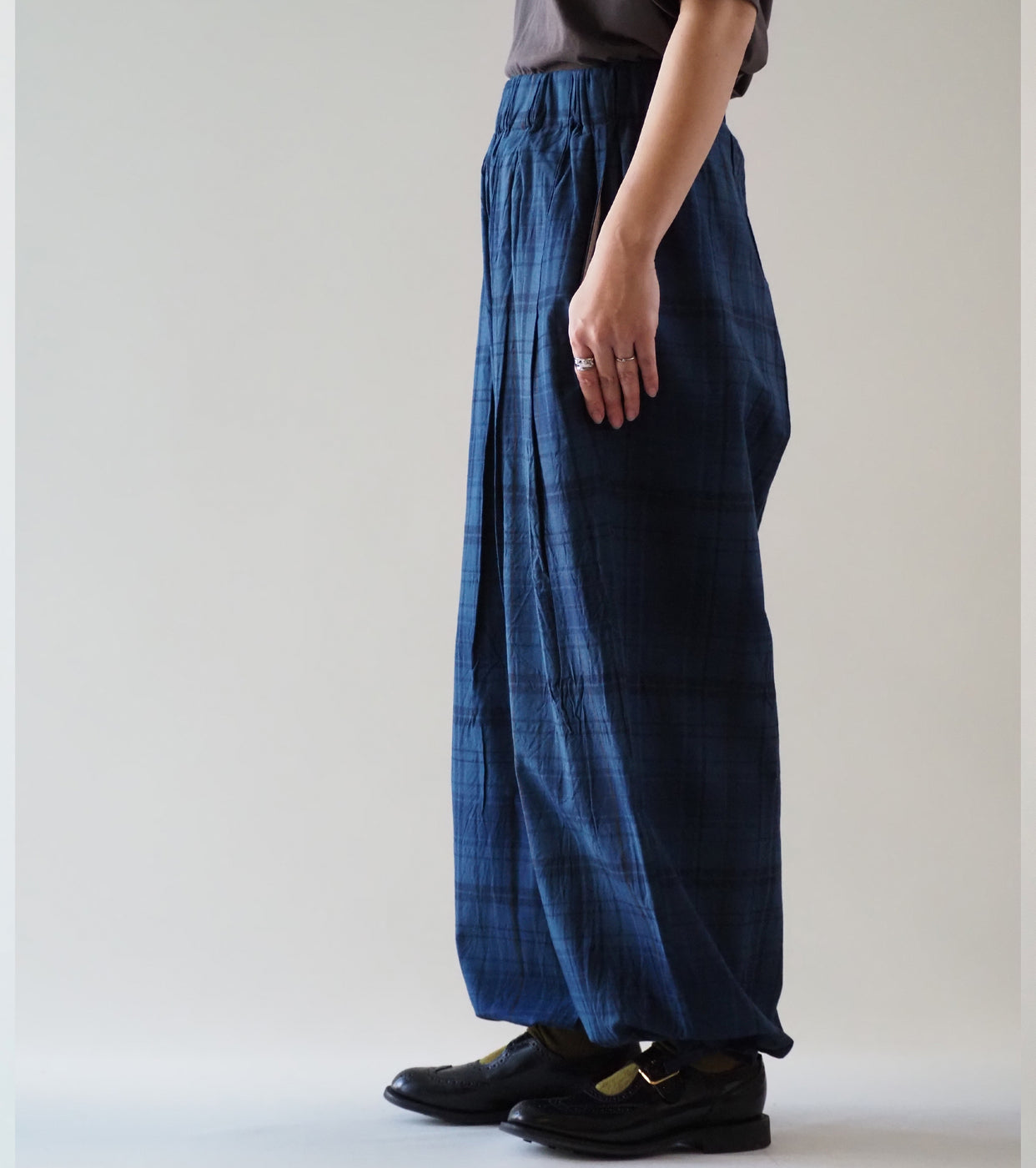 Yarmo Wide Tuck Easy PT Indigo Madras, Check