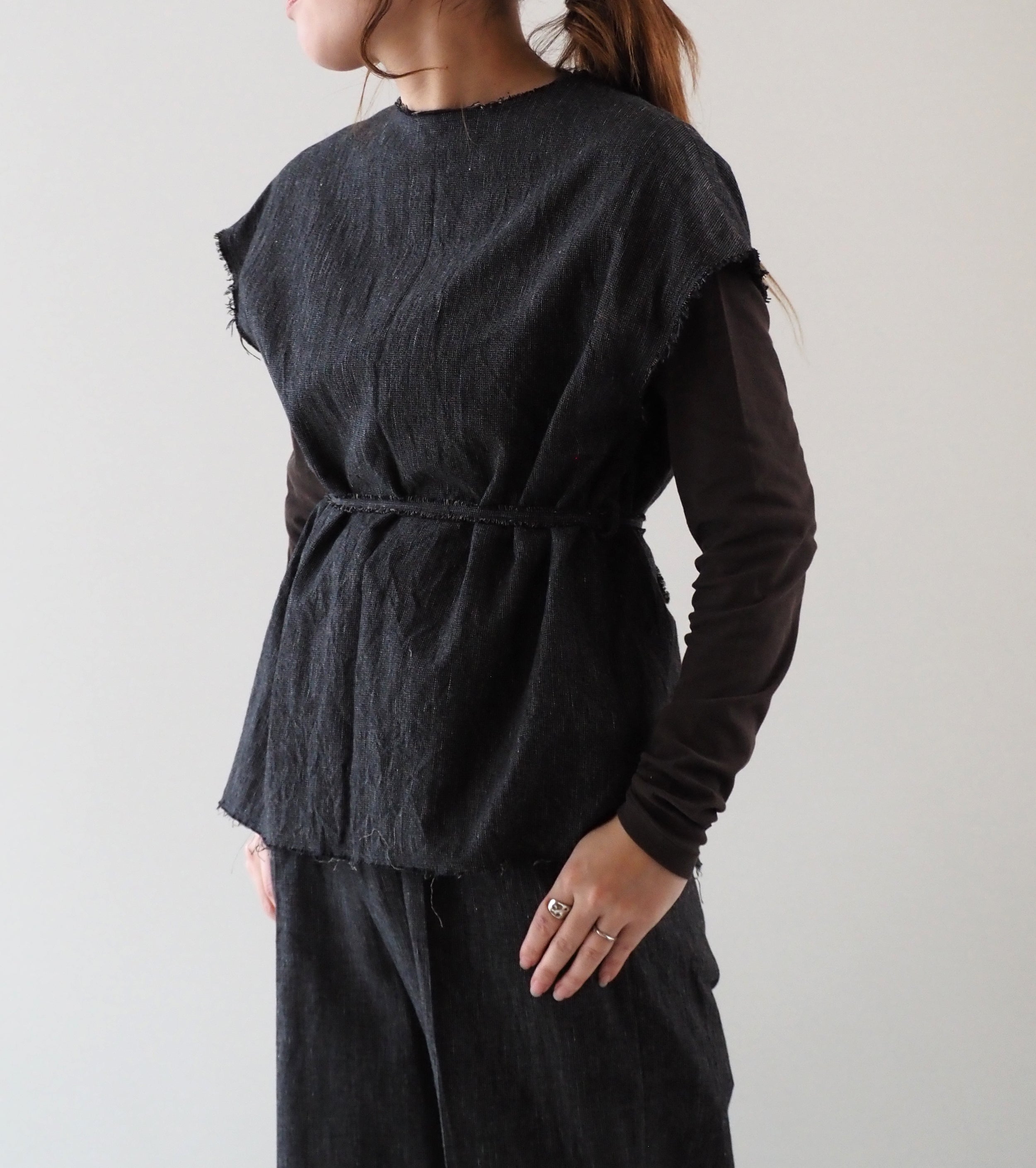 blurhms コットン ミックス ネップ ダブル サイド プルオーバー , Black