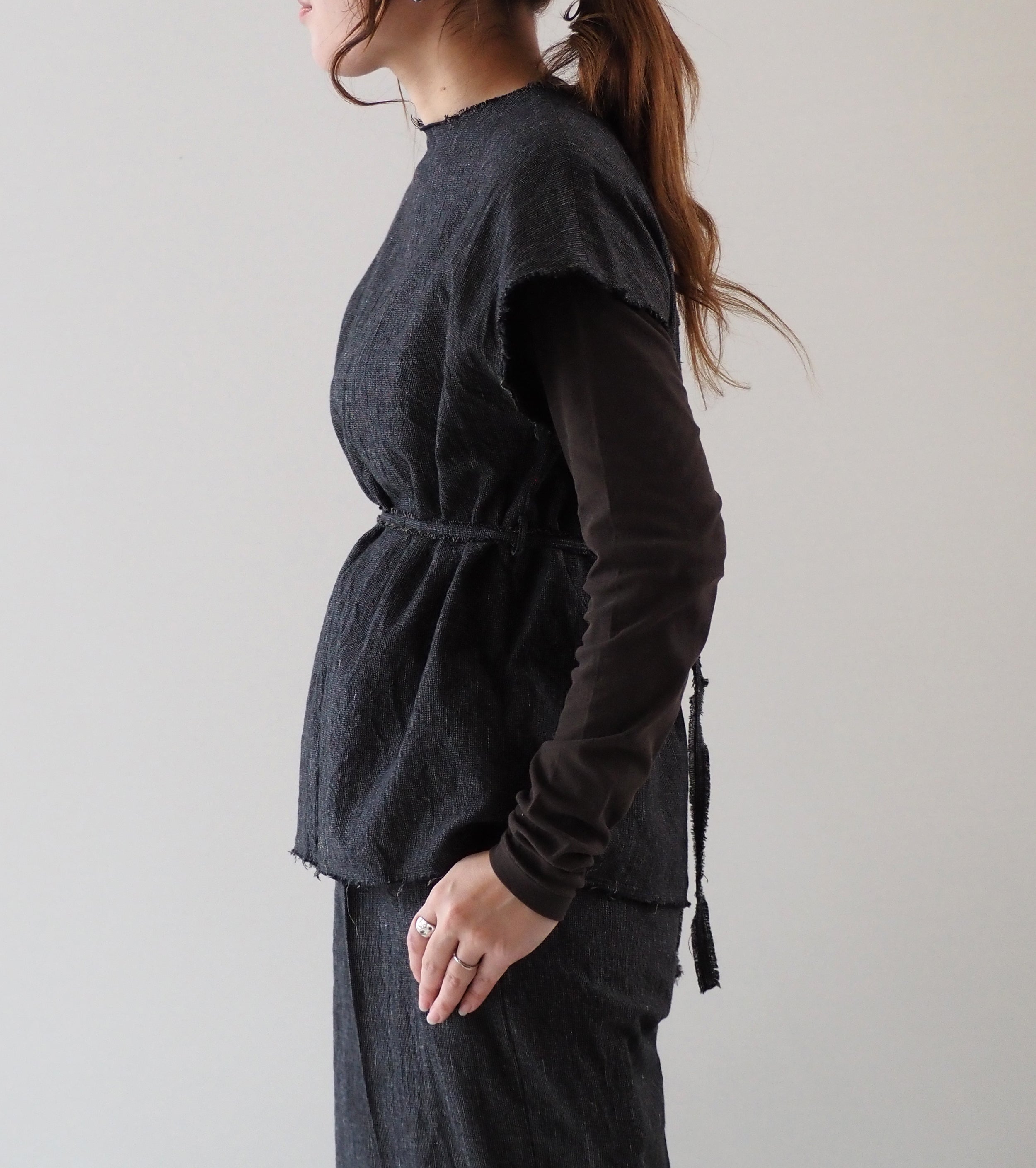 blurhms コットン ミックス ネップ ダブル サイド プルオーバー , Black