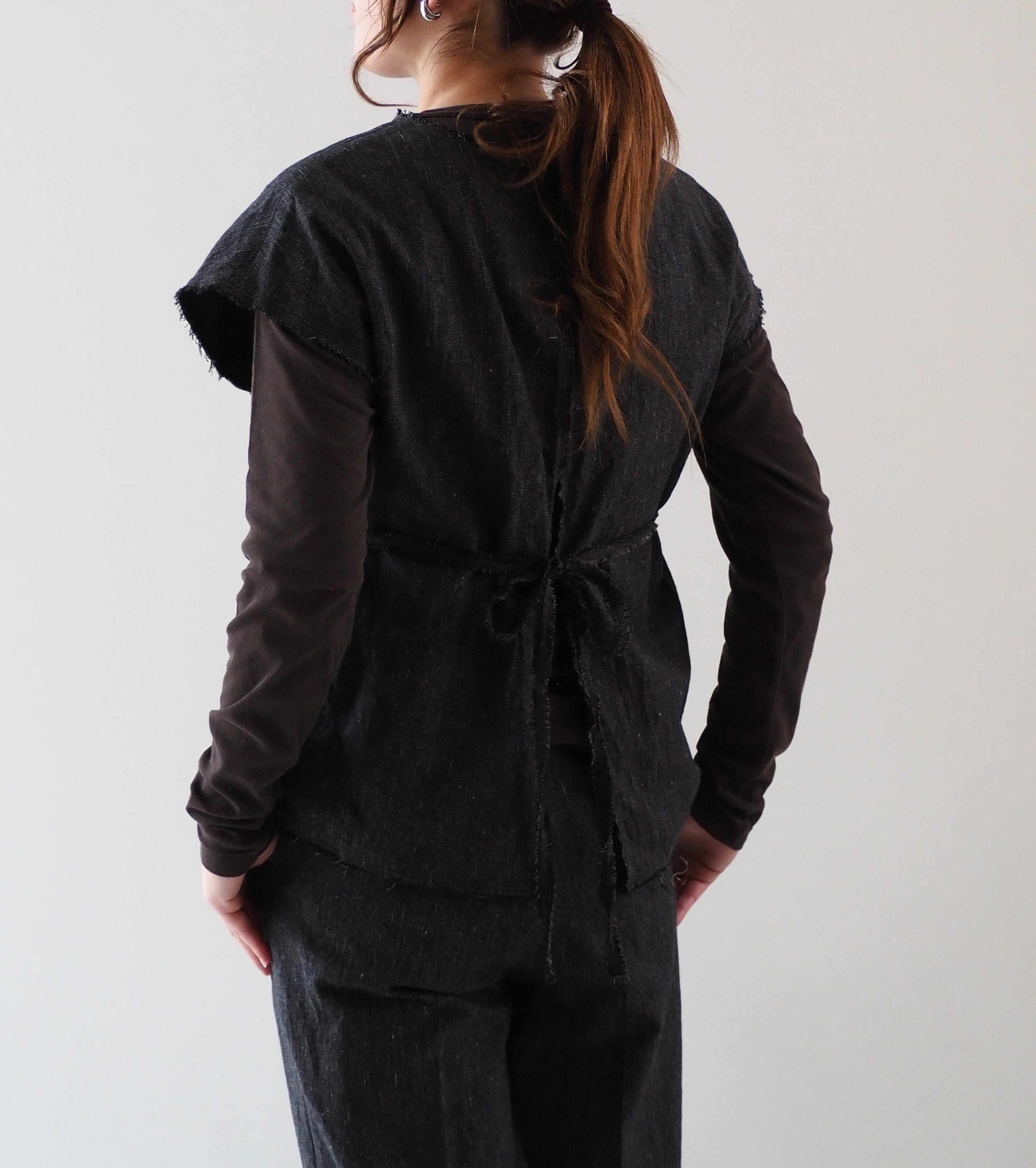 blurhms コットン ミックス ネップ ダブル サイド プルオーバー , Black