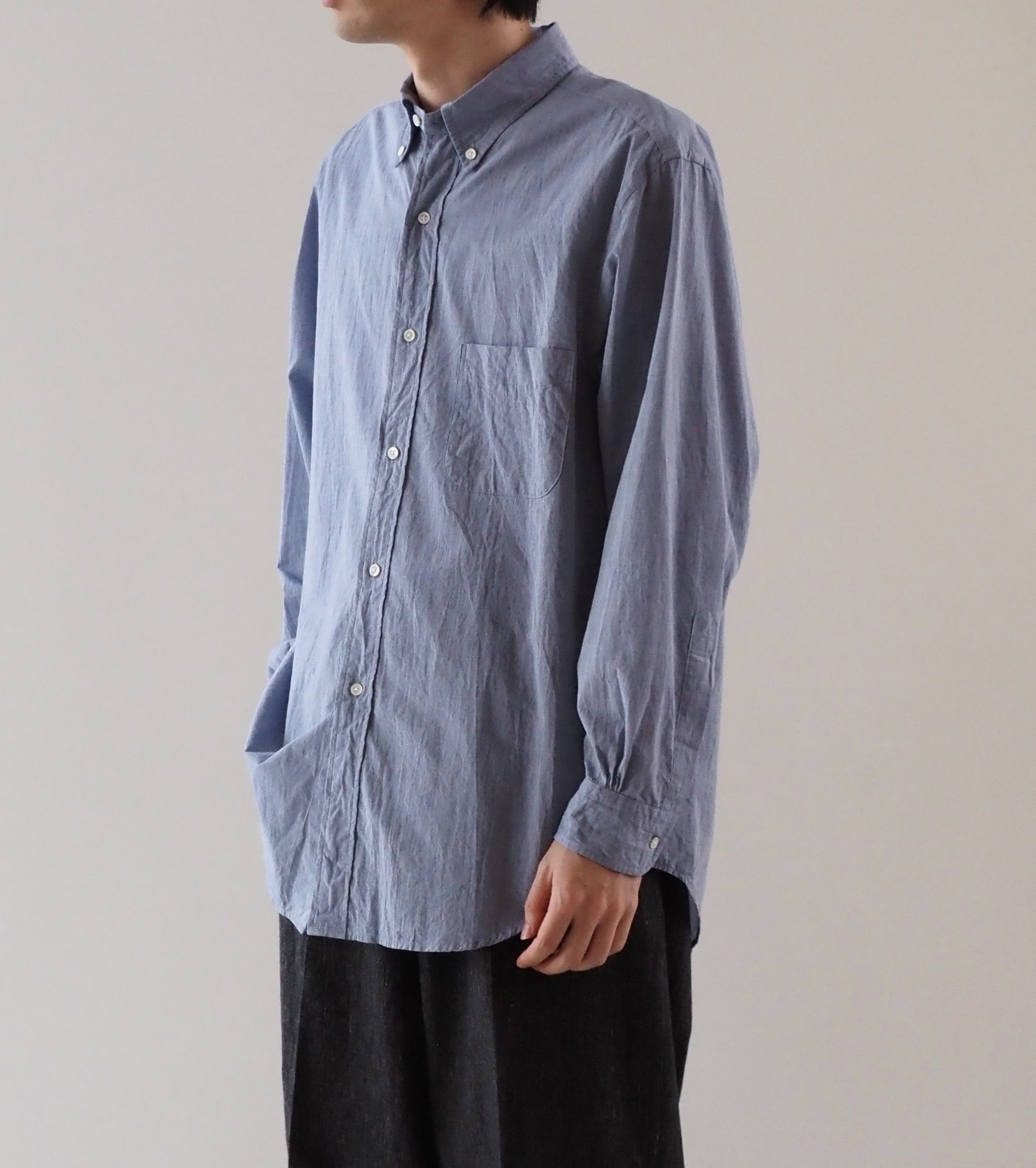 blurhmsROOTSTOCK ハードツイスト シャンブレー B.D シャツ , Saxe Blue