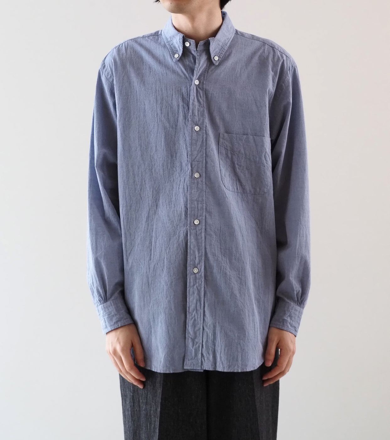 blurhmsROOTSTOCK ハードツイスト シャンブレー B.D シャツ , Saxe Blue