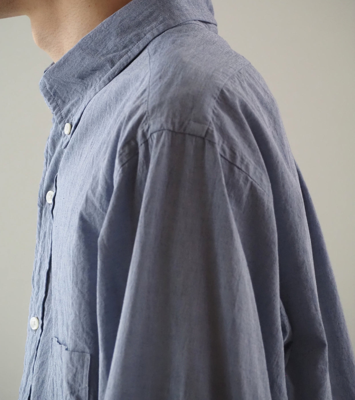 blurhmsROOTSTOCK ハードツイスト シャンブレー B.D シャツ , Saxe Blue