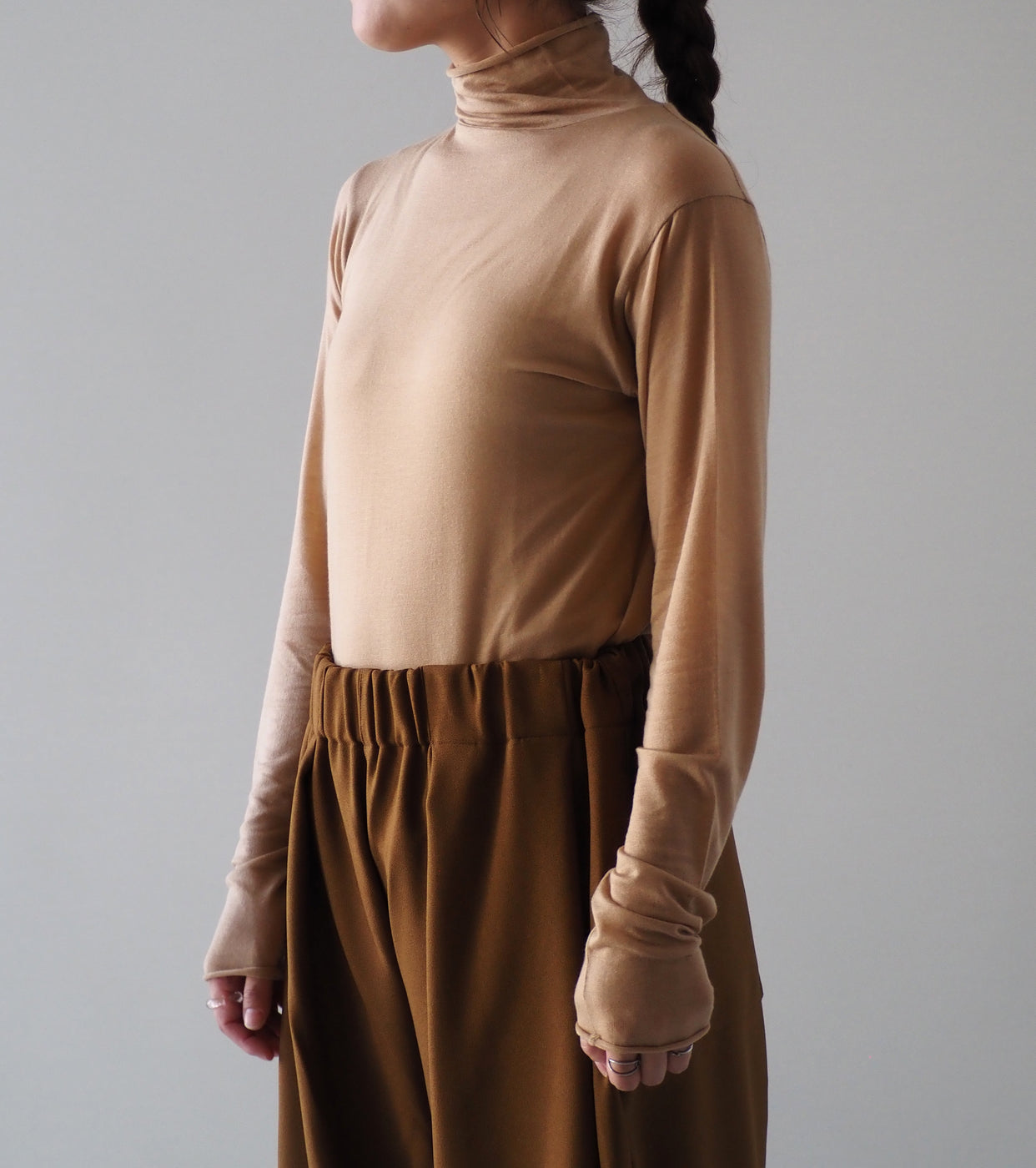 ALWEL シアー リブ タートルネック トップ , Dijon