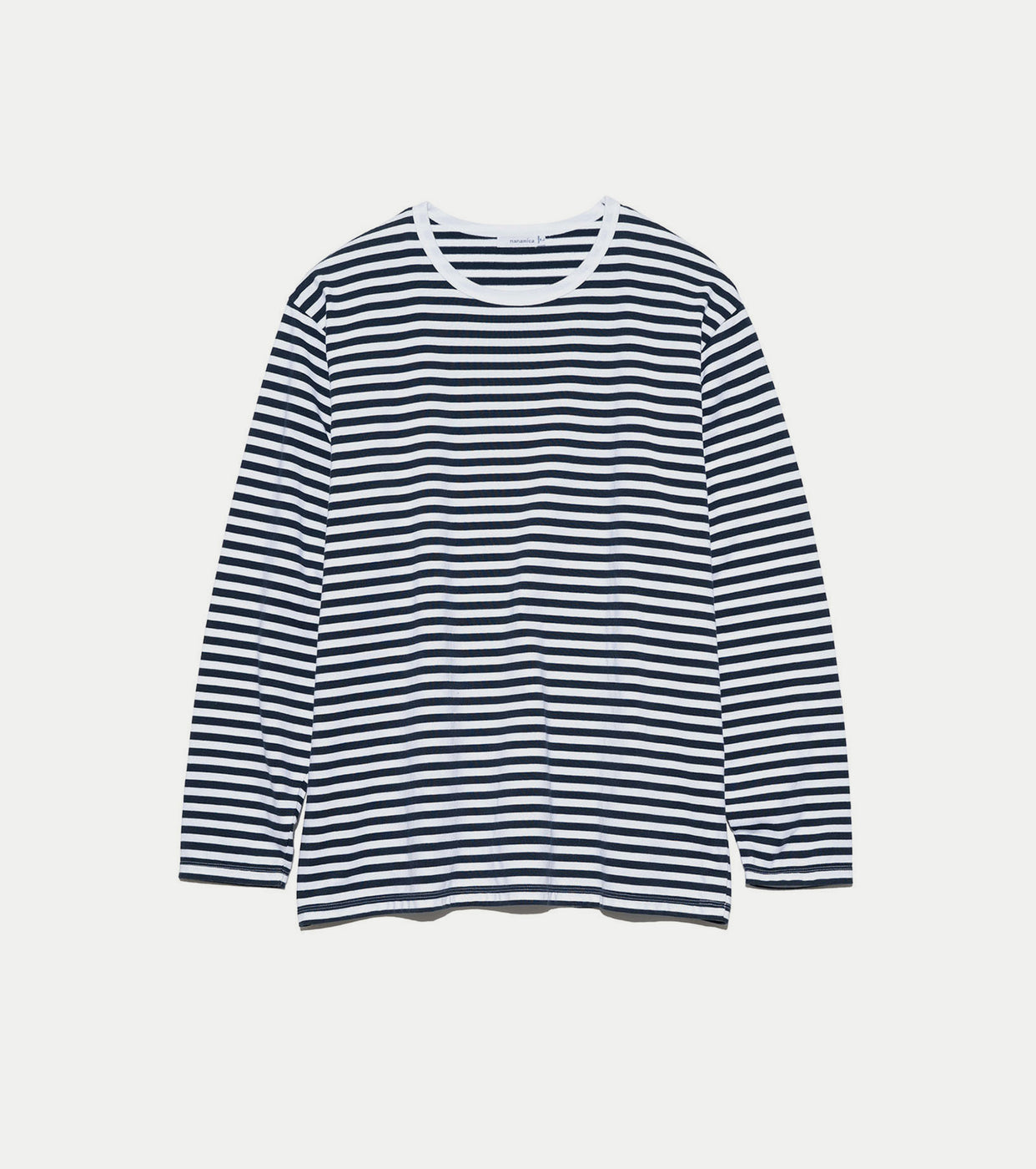 nanamica クール マックス ストライプ  ジャージー ロングスリーブ , Navy x White