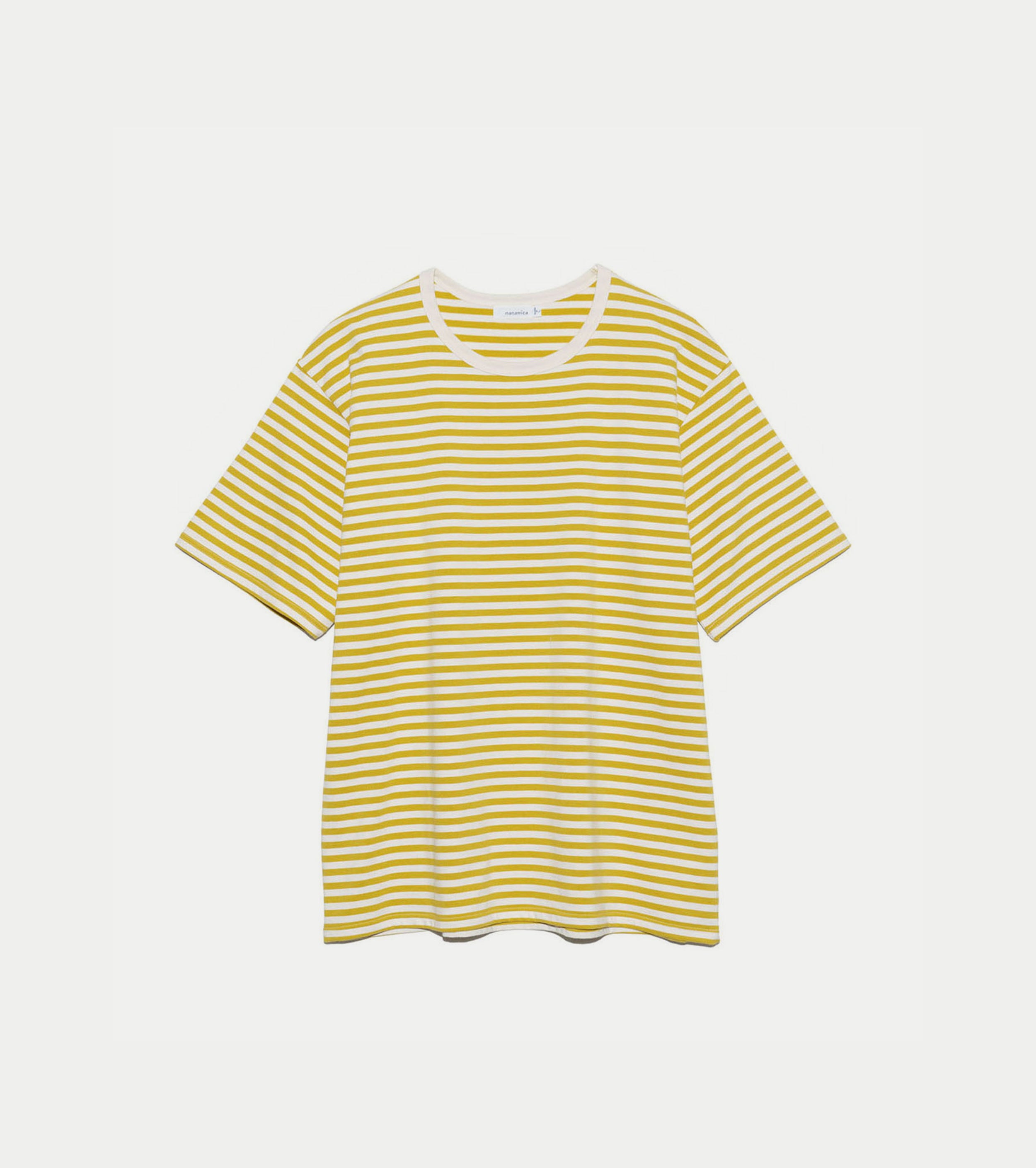 nanamica COOLMAX Stripe Jersey Tee, Yellow x Natural