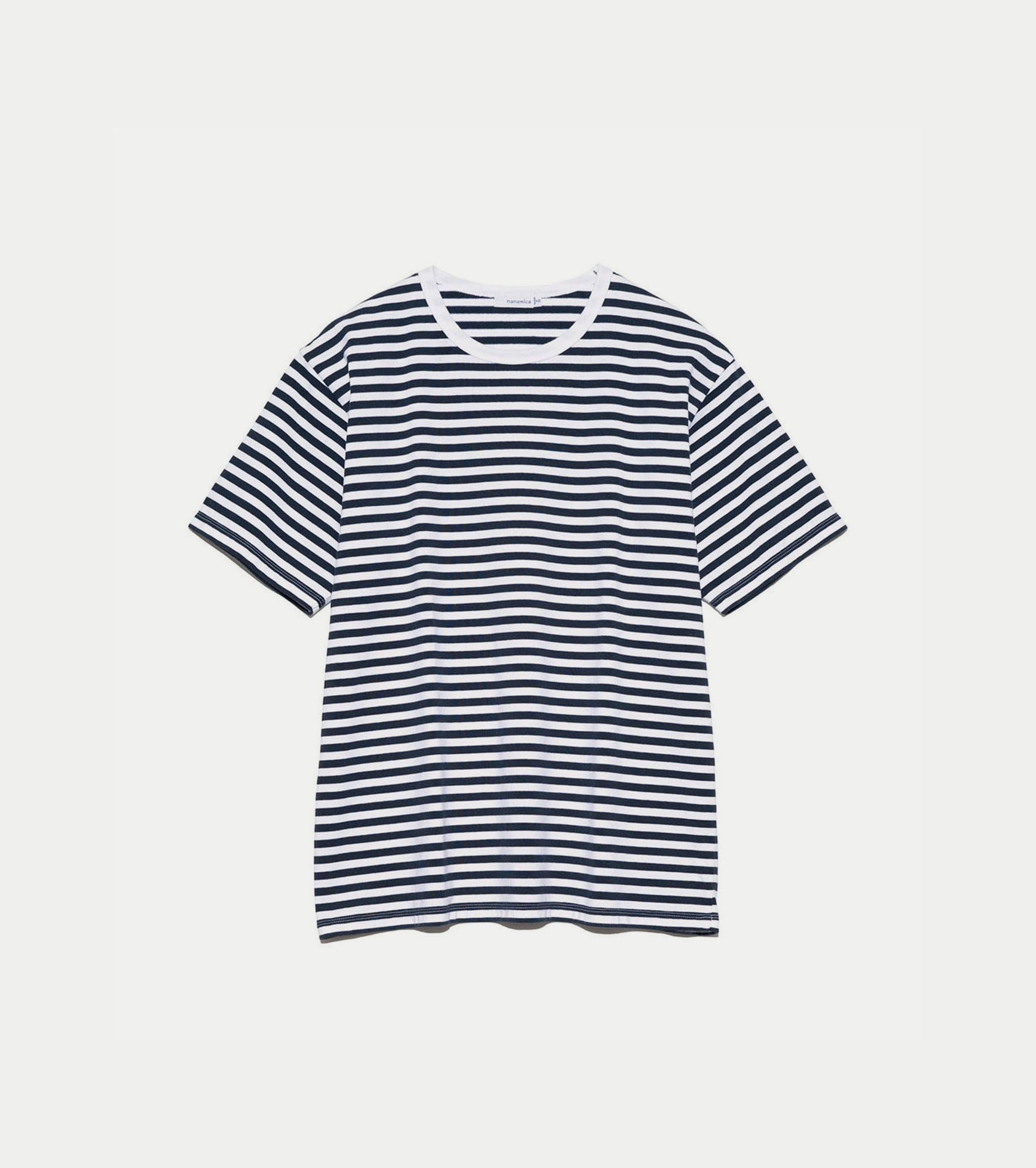 nanamica COOLMAX Stripe Jersey Tee, Navy x White