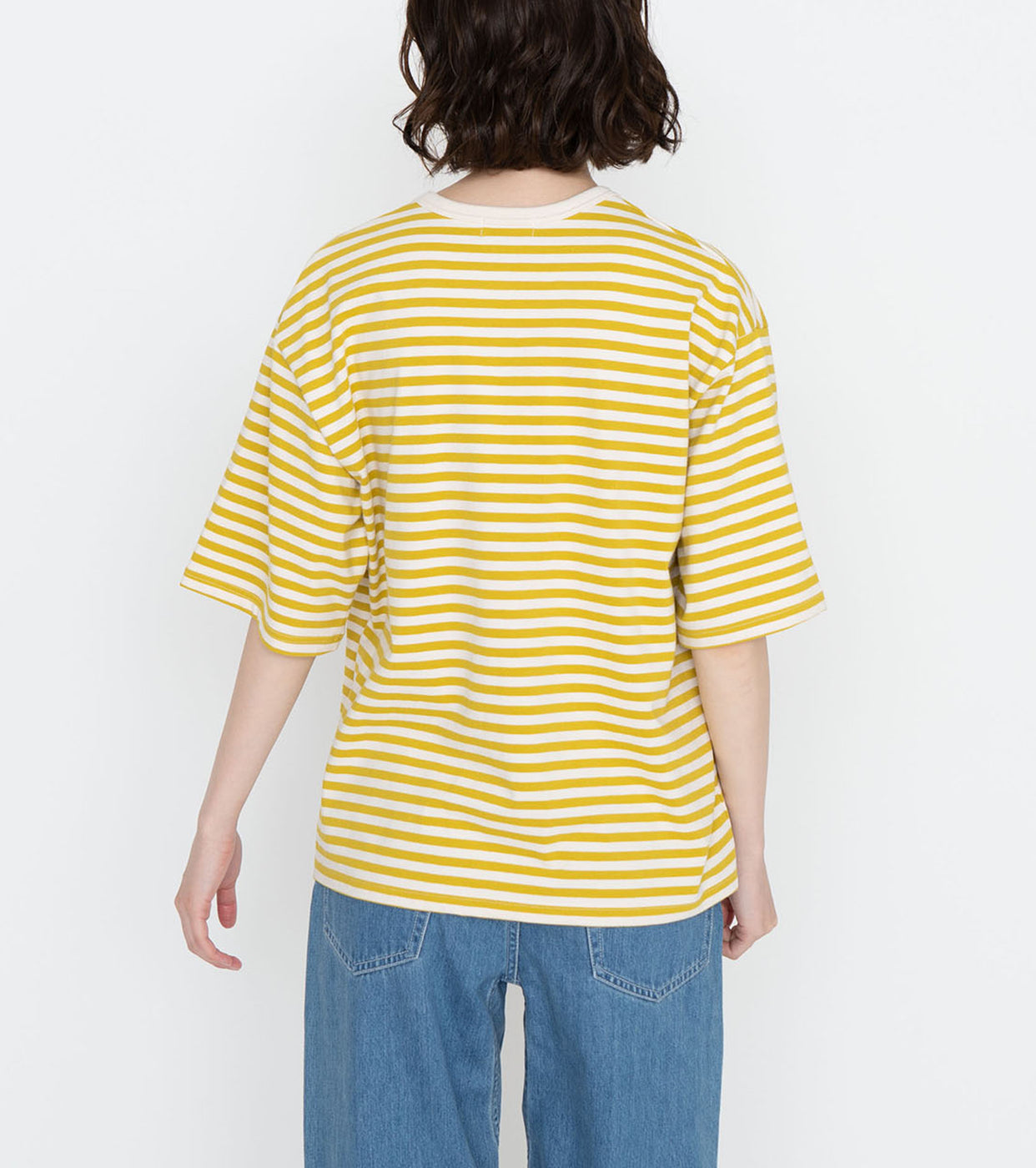 nanamica COOLMAX Stripe Jersey Tee, Yellow x Natural