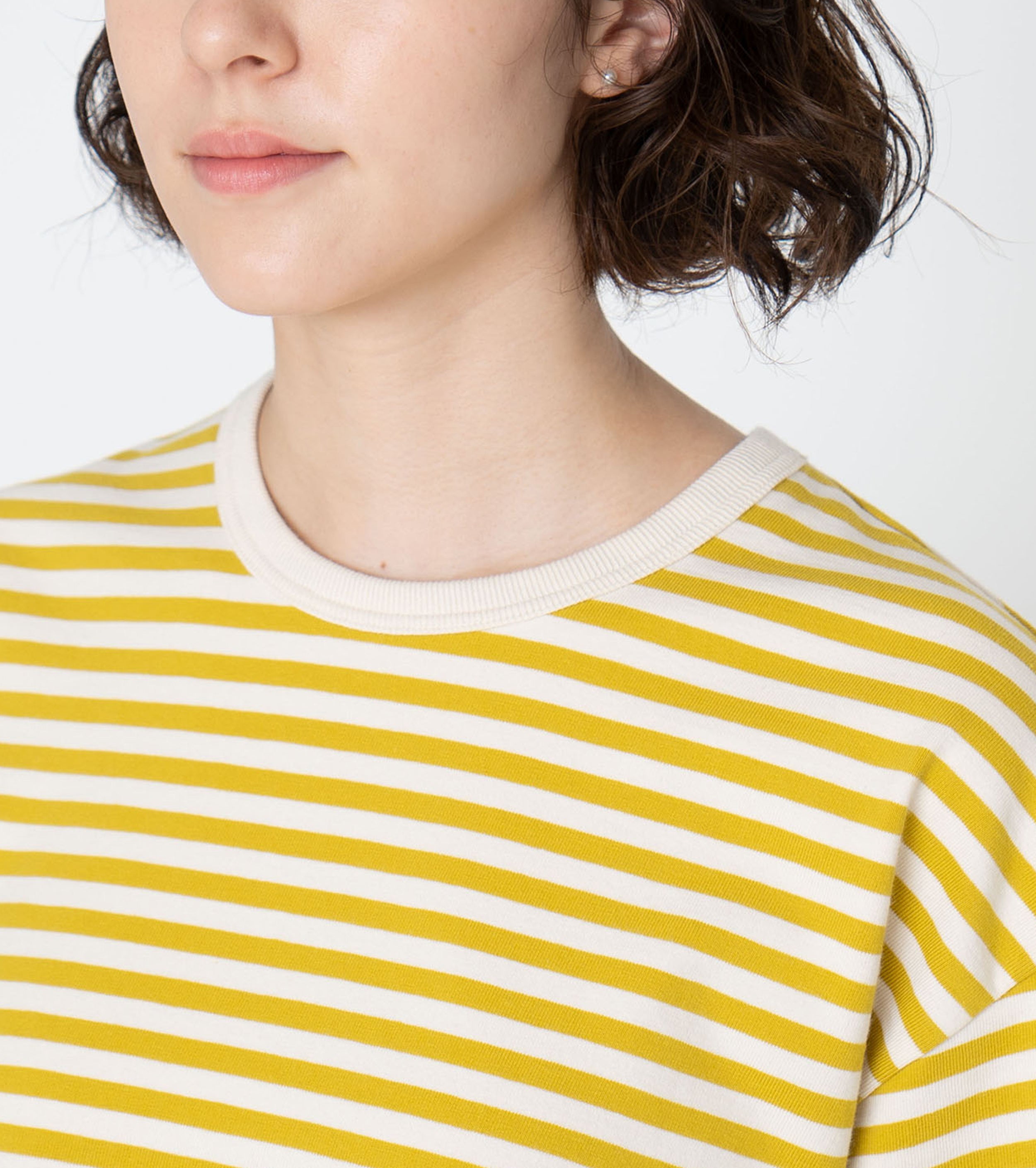 nanamica COOLMAX Stripe Jersey Tee, Yellow x Natural