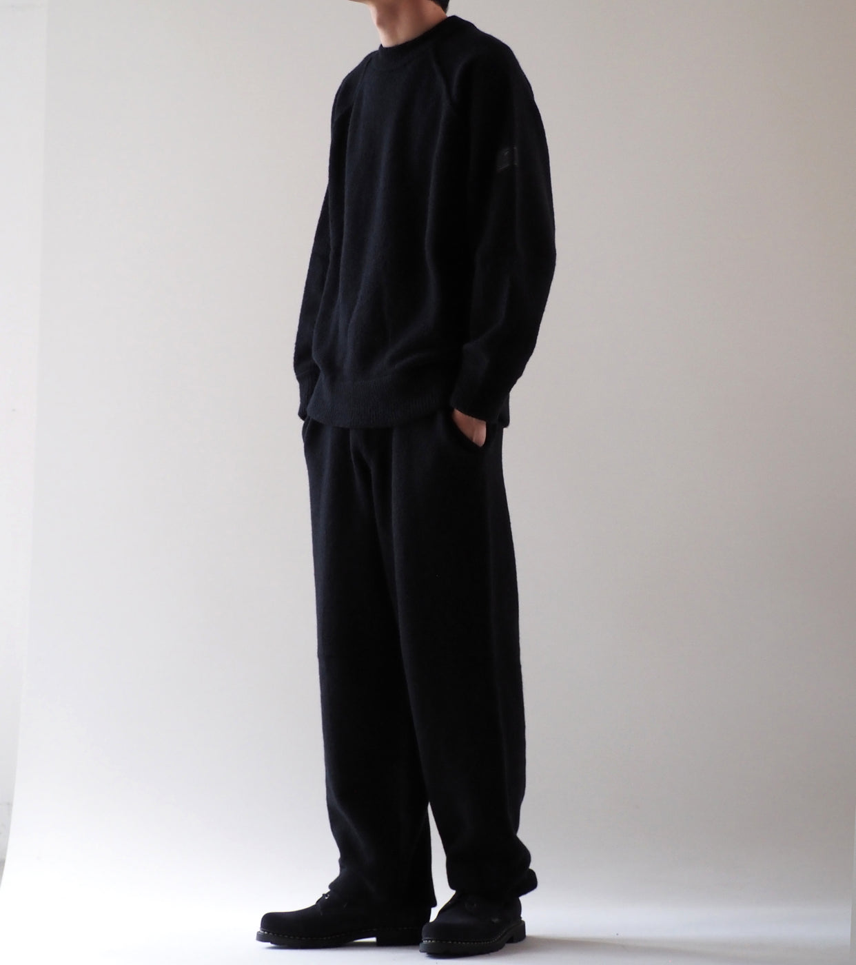 Ten c × COMOLI クルーネック ニット , Black