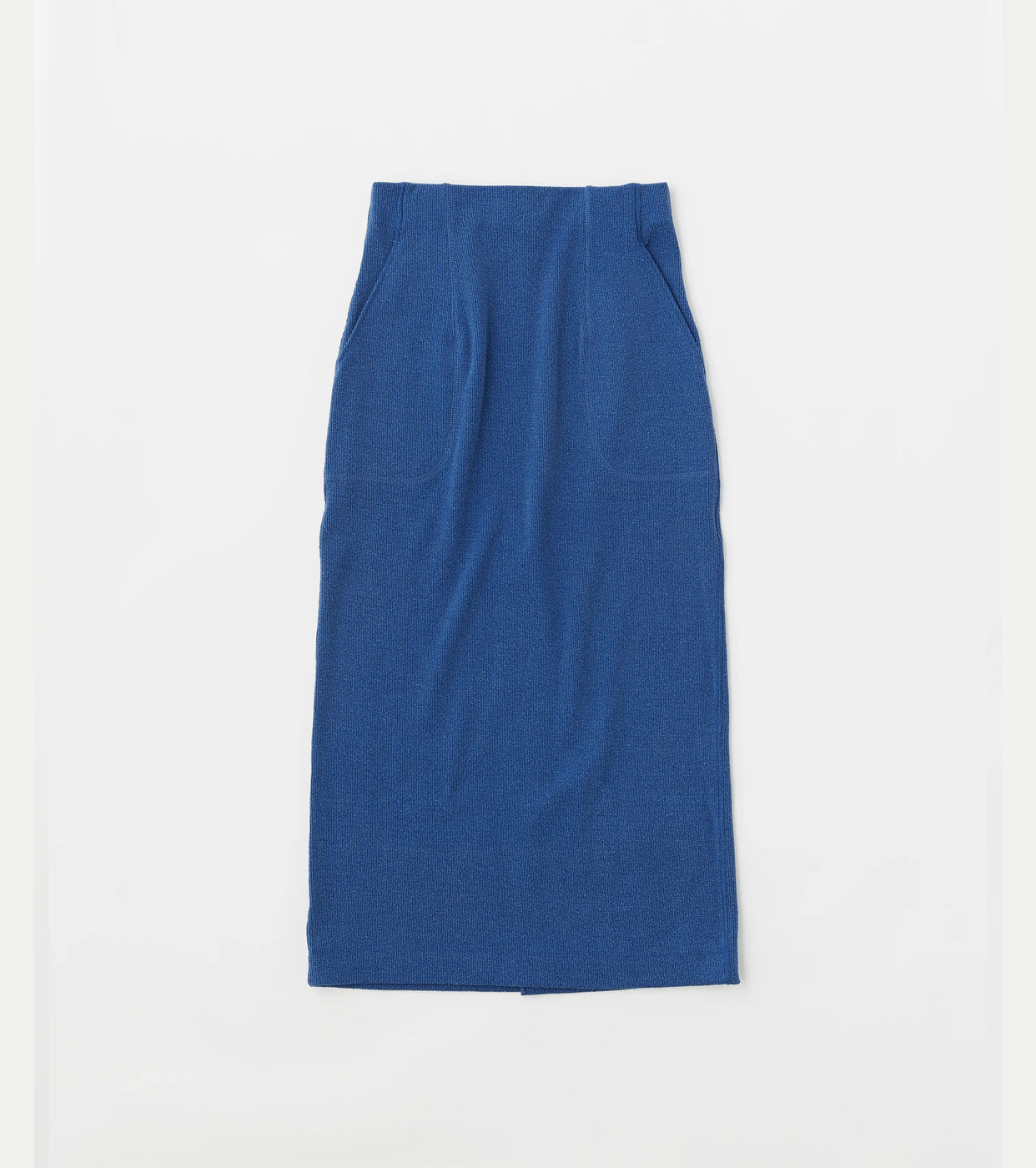 stretch raw silk ribbed-jersey pencil skirt,Blue