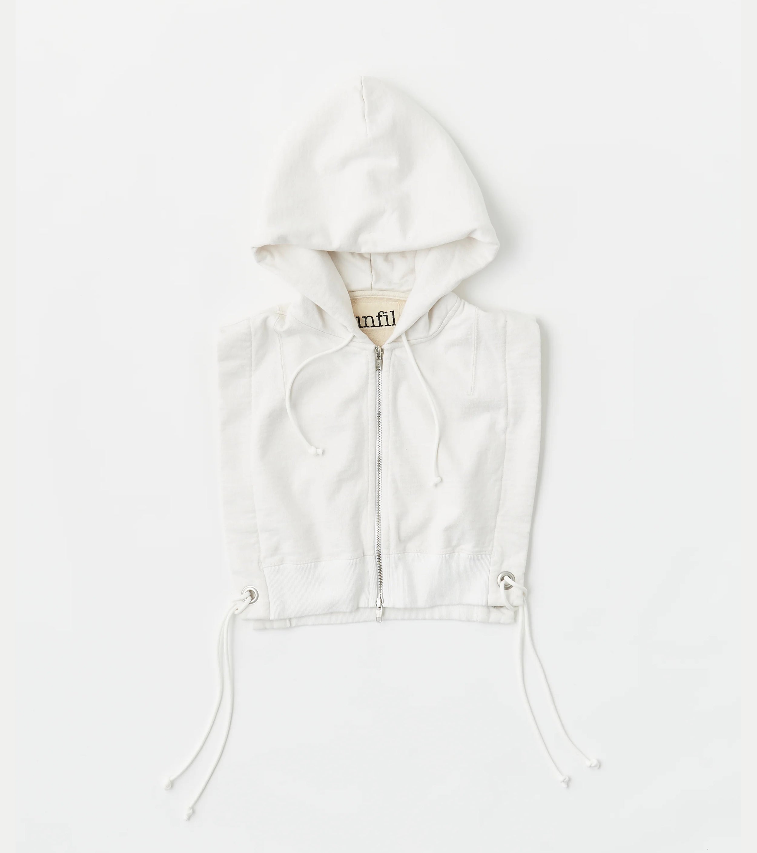 vintage cotton fleece zip hoodie bib,Off White
