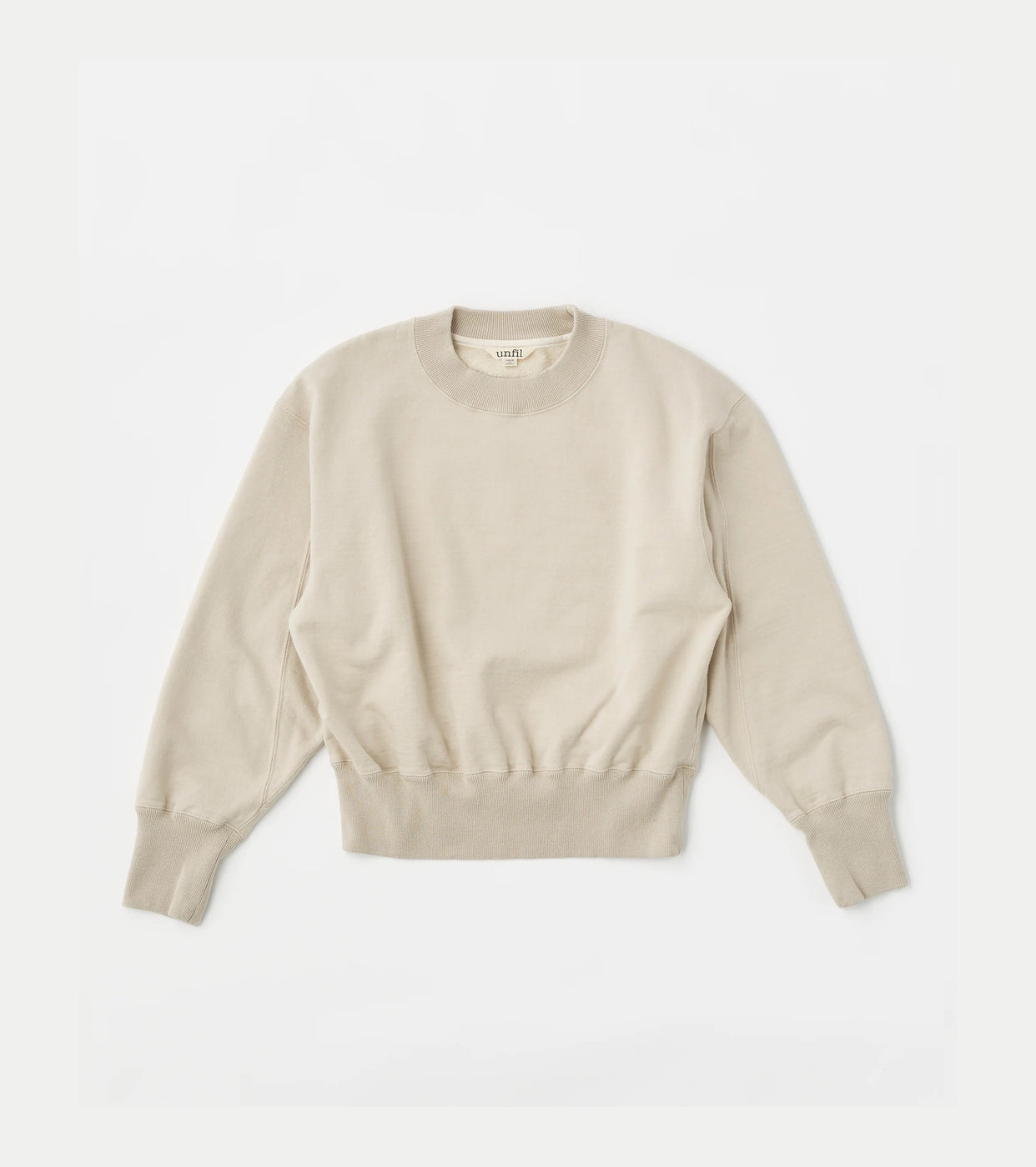 vintage cotton fleece cropped sweatshirt, Light Beige