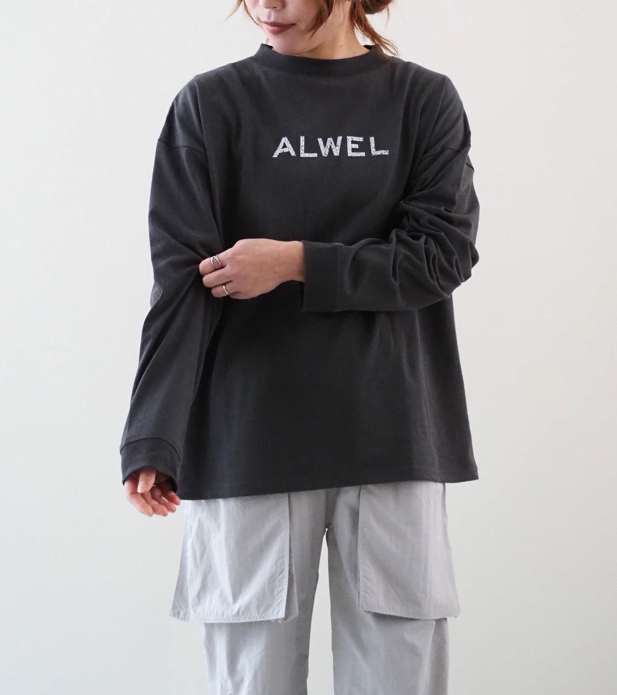 ALWEL LONG TEE, Charcoal Grey