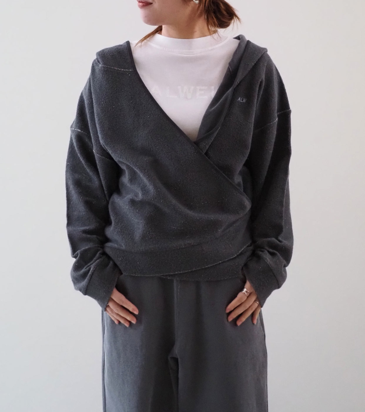 ALWEL Wrap Hoodie, Charcoal Grey