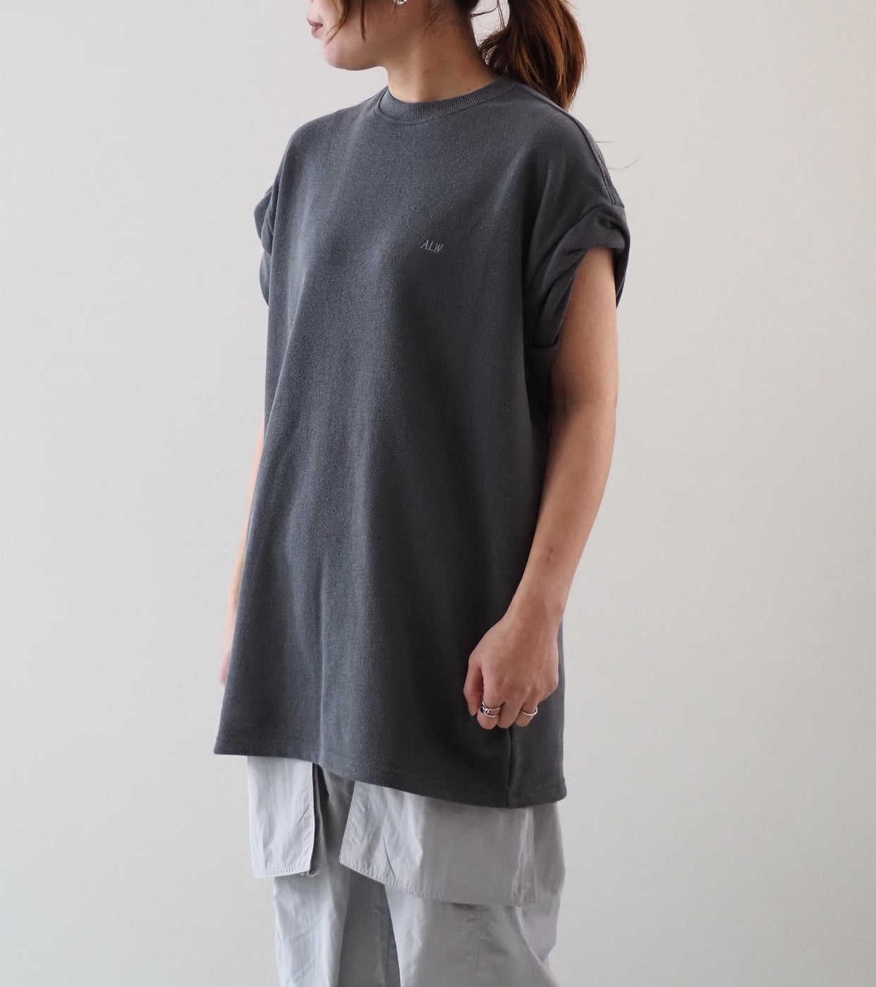 ALWEL Oversized Sleeveless Crew ,  Charcoal Gray