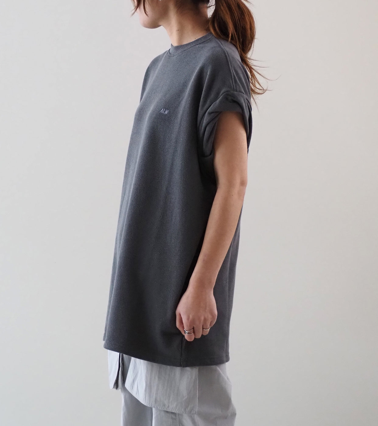 ALWEL Oversized Sleeveless Crew ,  Charcoal Gray
