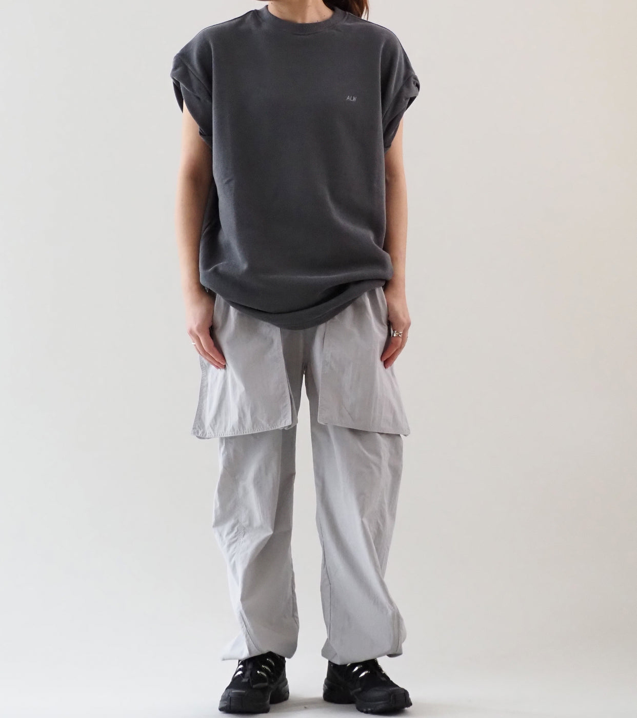 ALWEL Oversized Sleeveless Crew ,  Charcoal Gray