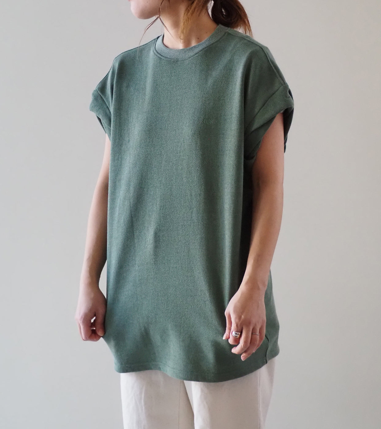 ALWEL オーバーサイズド スリーブレス クルー , Green