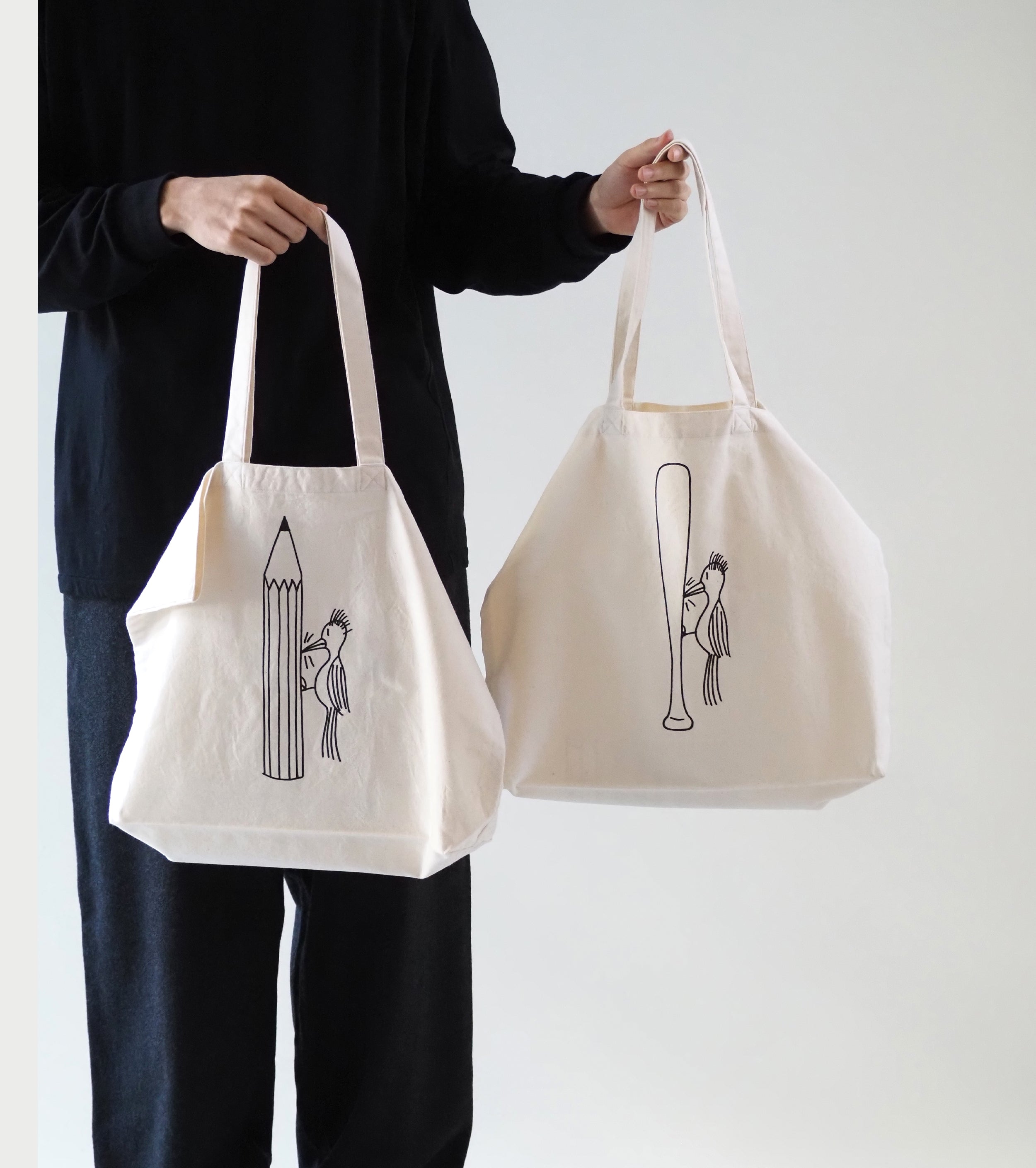 YAECA Printed Bag M (PENCIL) , Natural