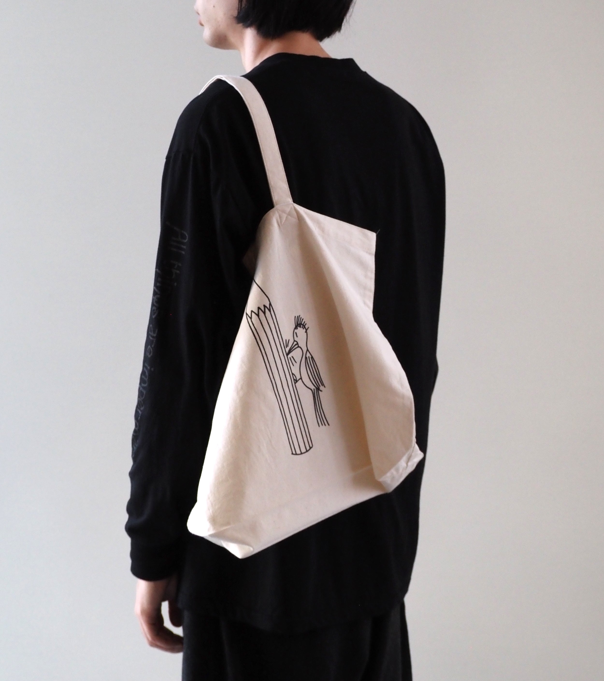 YAECA Printed Bag M (PENCIL) , Natural