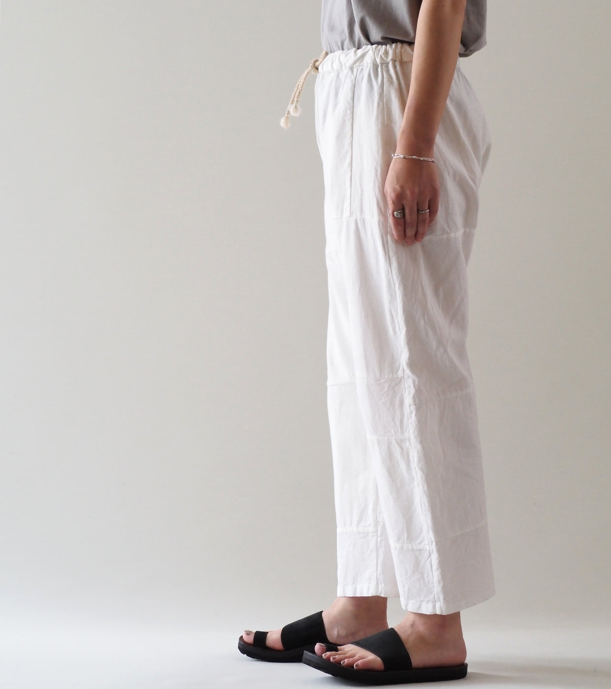 YAECA CANVAS DESIGN Patchwork Drawcord Pants , White