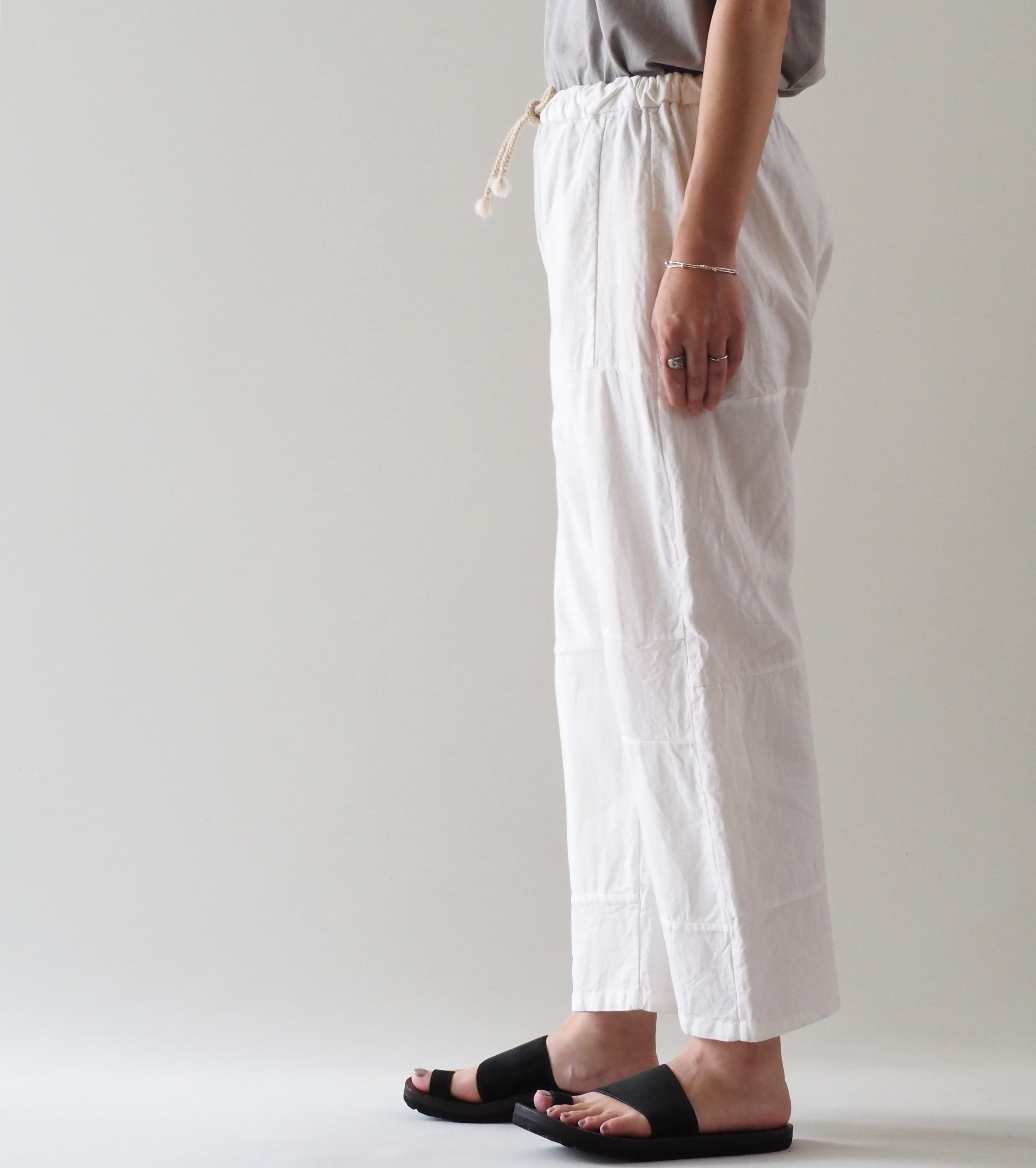 YAECA CANVAS DESIGN Patchwork Drawcord Pants , White
