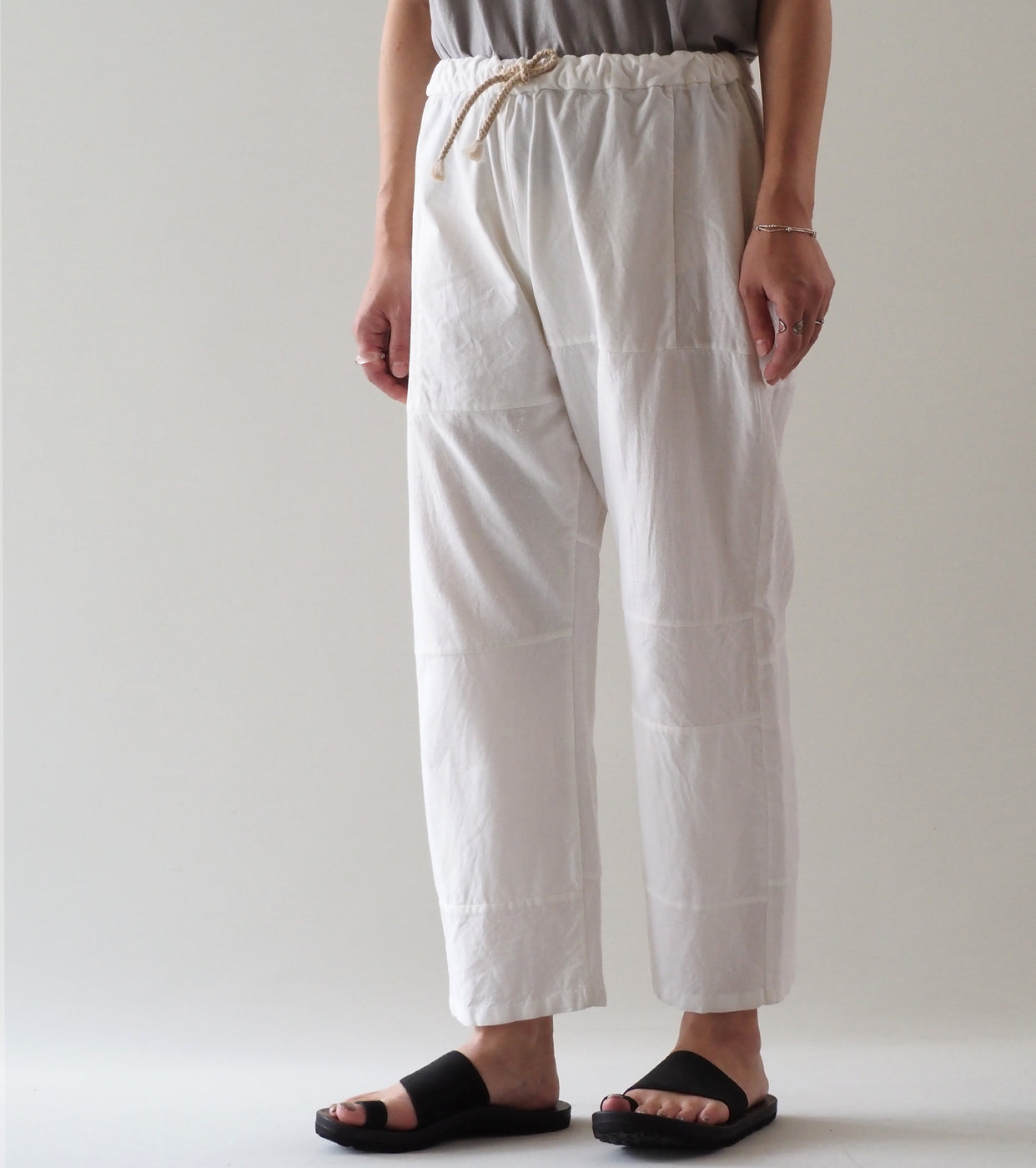 YAECA CANVAS DESIGN Patchwork Drawcord Pants , White