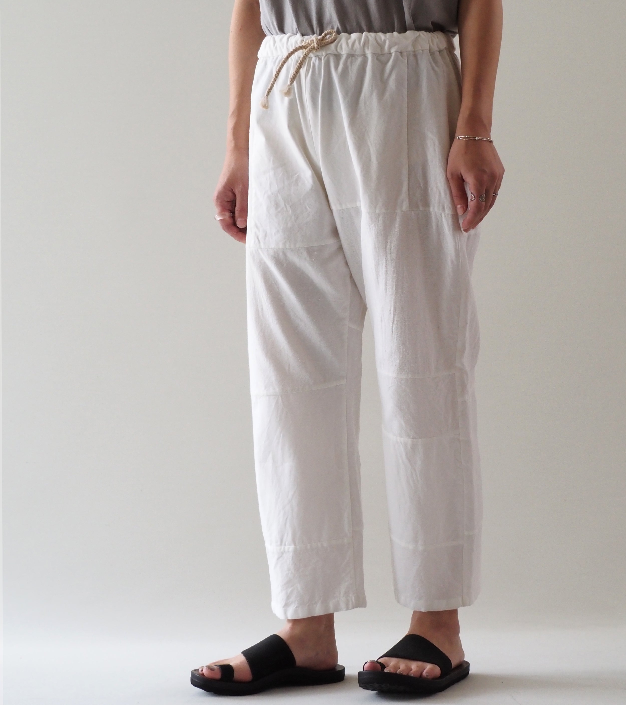 YAECA CANVAS DESIGN Patchwork Drawcord Pants , White