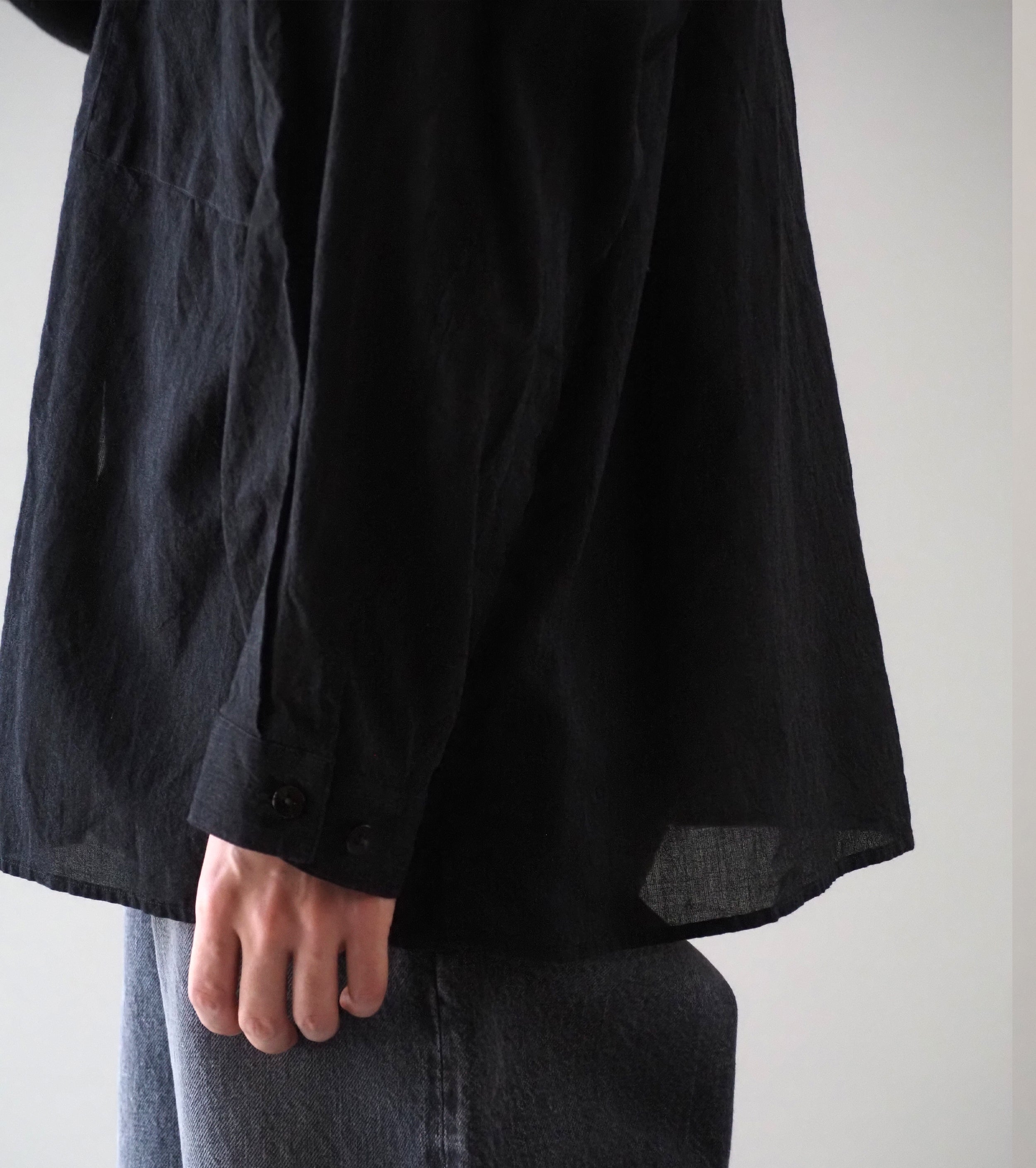 blurhms ブラームス シルクコットン ヴォイル ミリタリーシャツ , Heather Charcoal