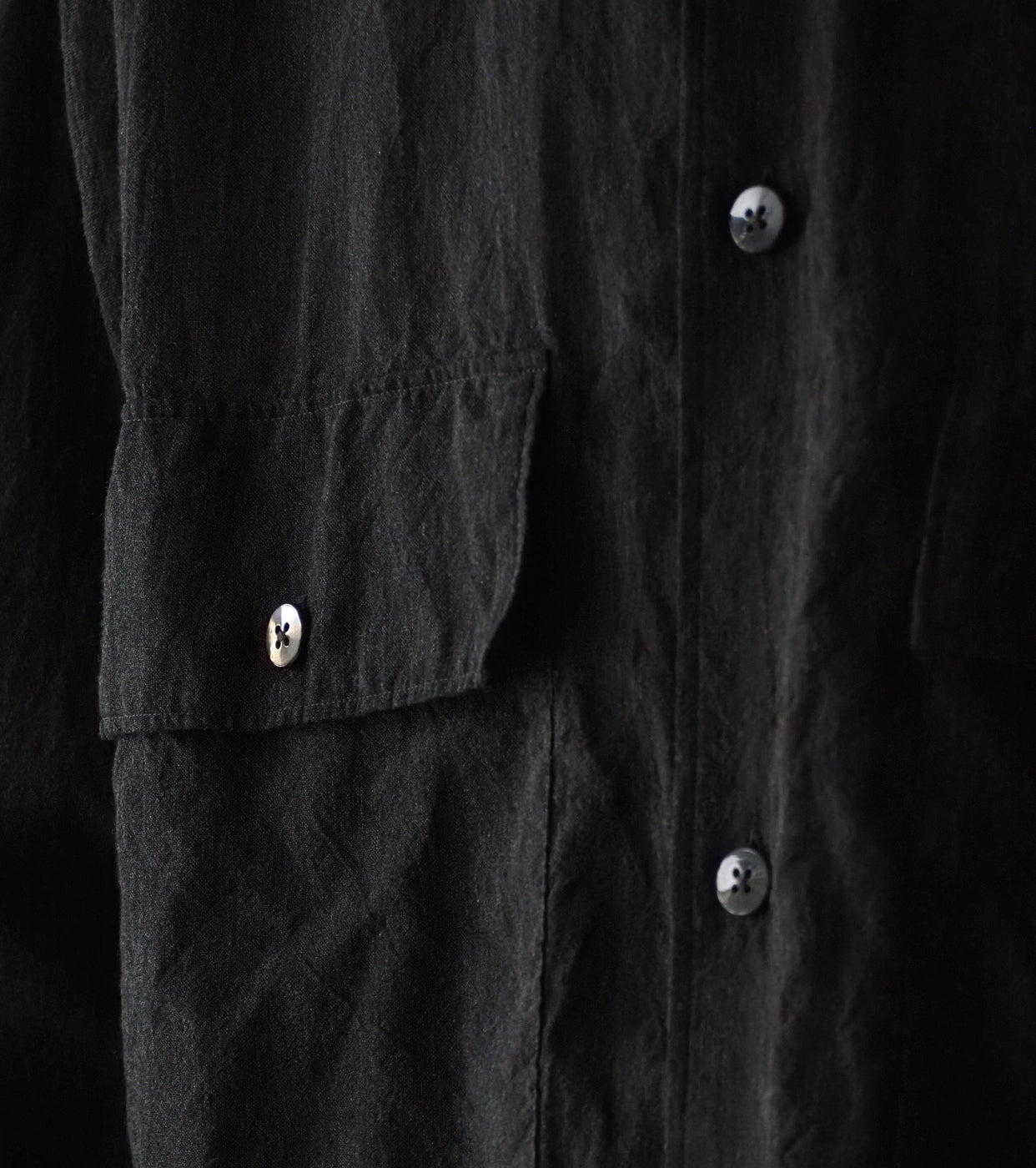 blurhms ブラームス シルクコットン ヴォイル ミリタリーシャツ , Heather Charcoal