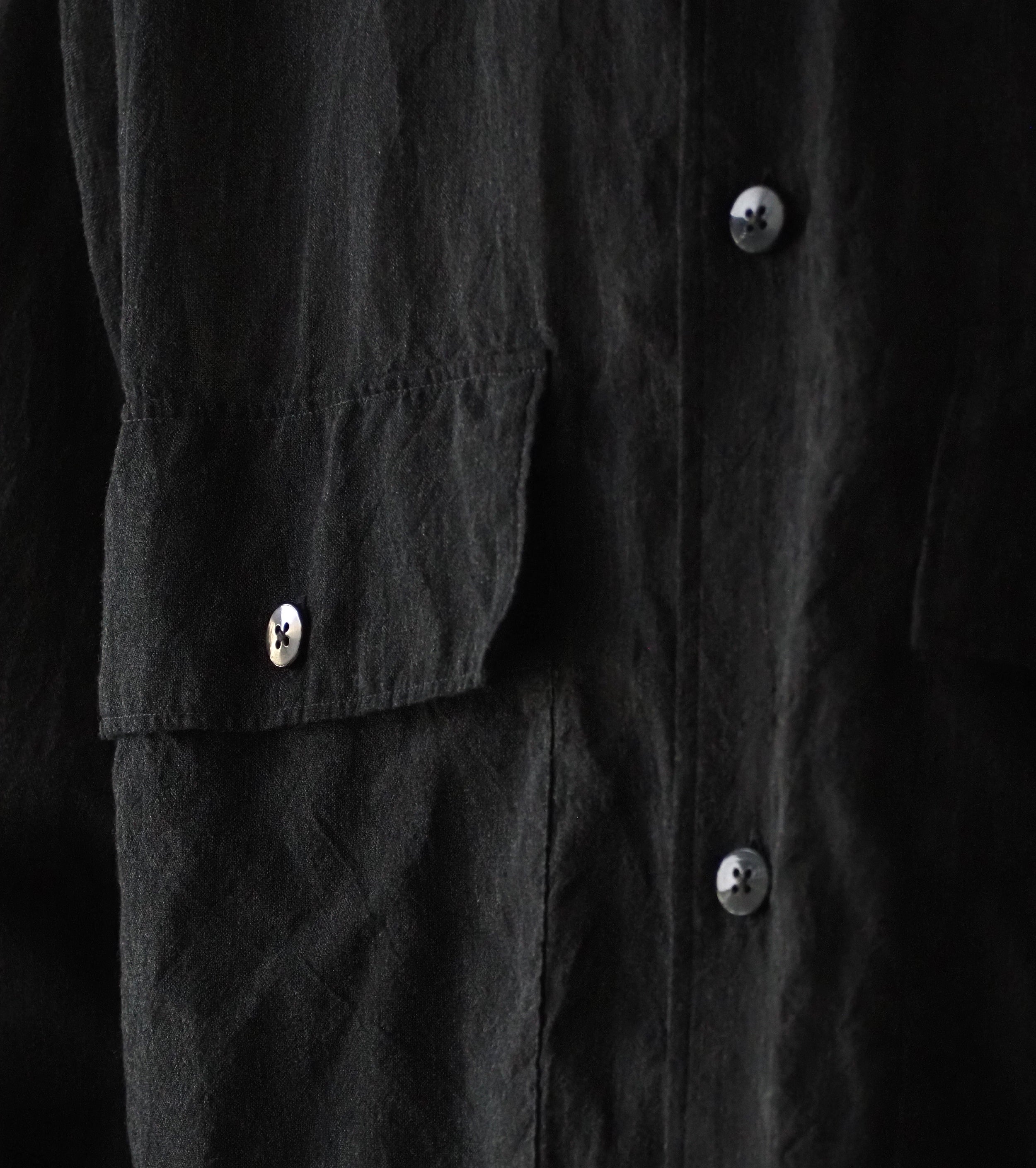blurhms ブラームス シルクコットン ヴォイル ミリタリーシャツ , Heather Charcoal