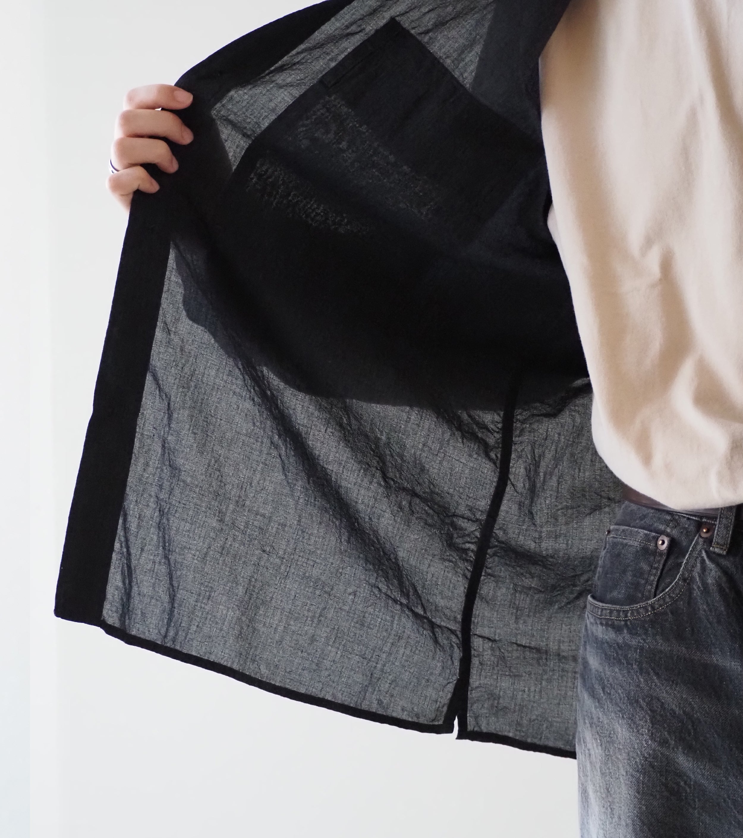 blurhms ブラームス シルクコットン ヴォイル ミリタリーシャツ , Heather Charcoal