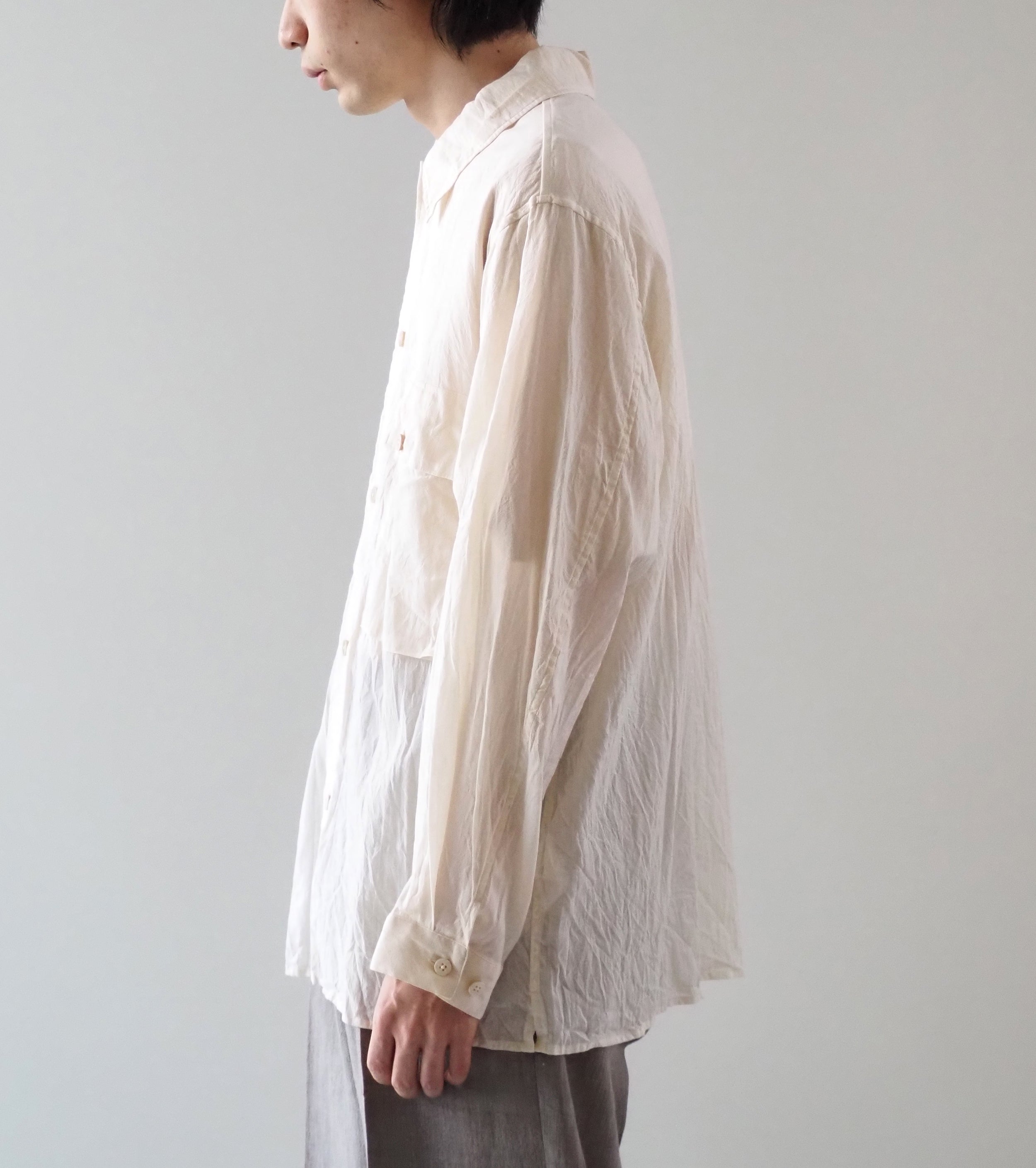 blurhms Silk-Co Voile Military Shirt , Ivory