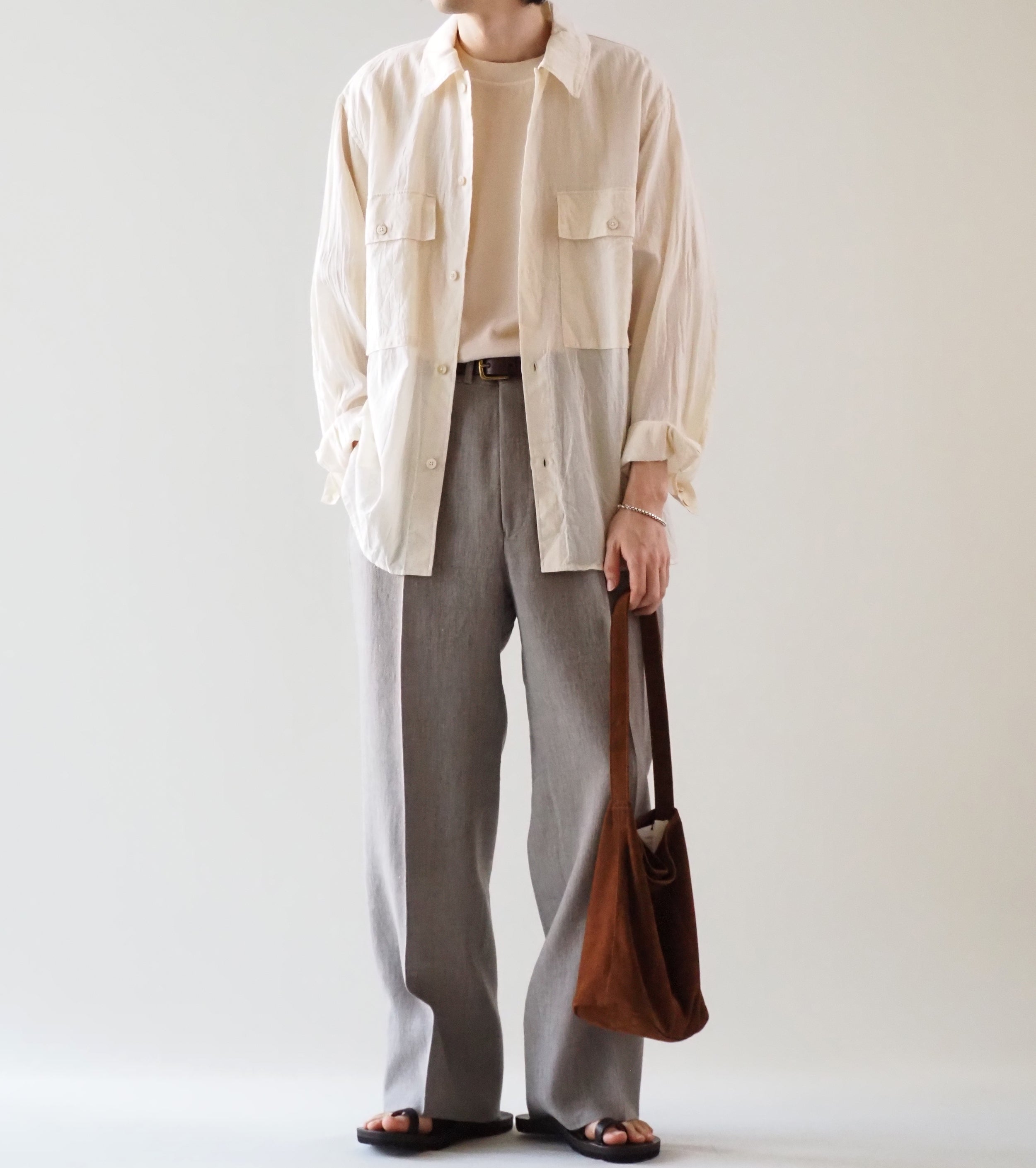 blurhms Silk-Co Voile Military Shirt , Ivory