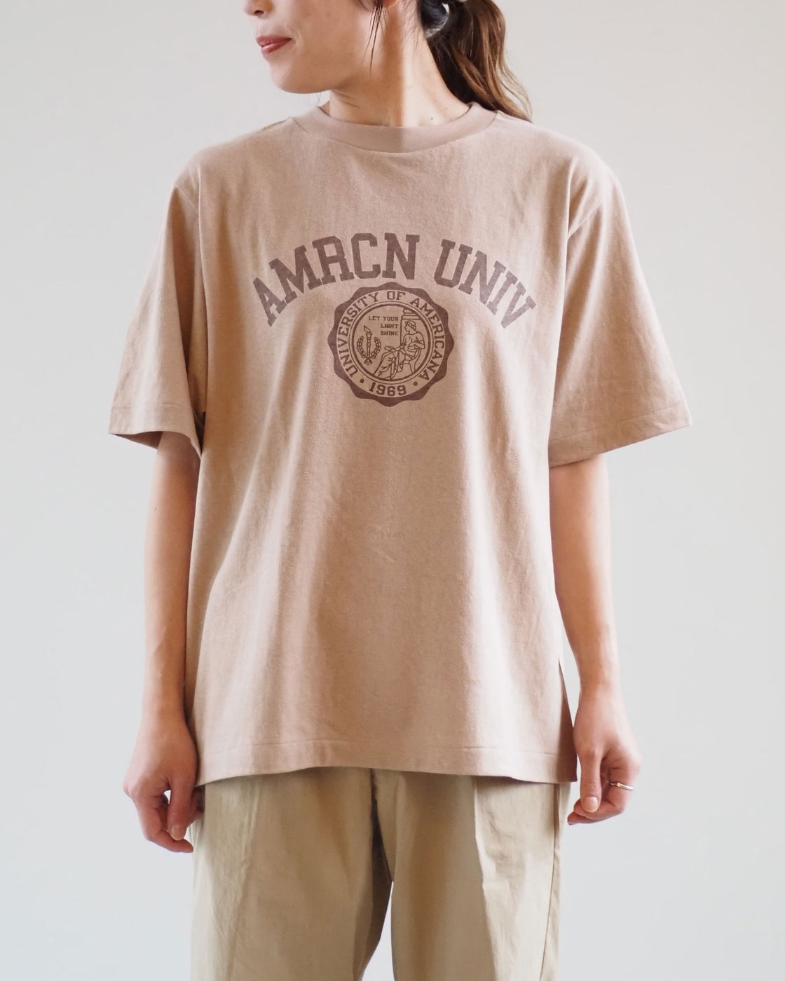 Souvenir Print Seamless Tee Shirt, Lt Coffee