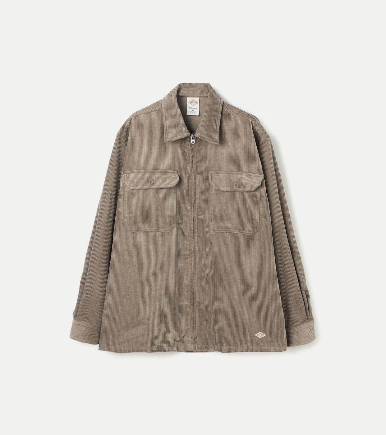 DANTON コーデュロイ ジップシャツブルゾン ,Taupe Grey