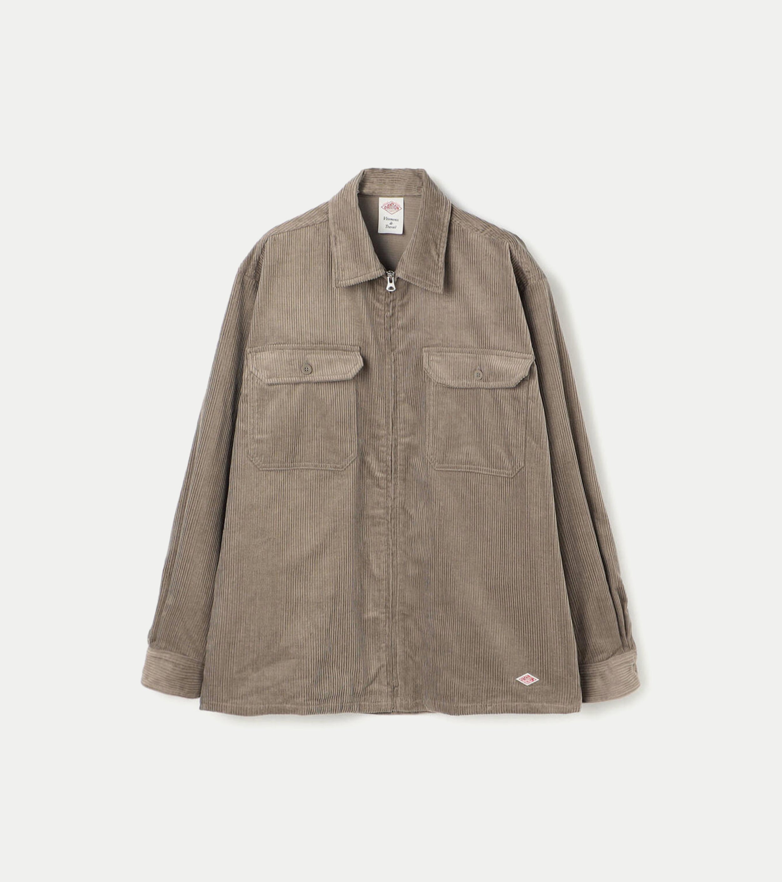 DANTON コーデュロイ ジップシャツブルゾン ,Taupe Grey