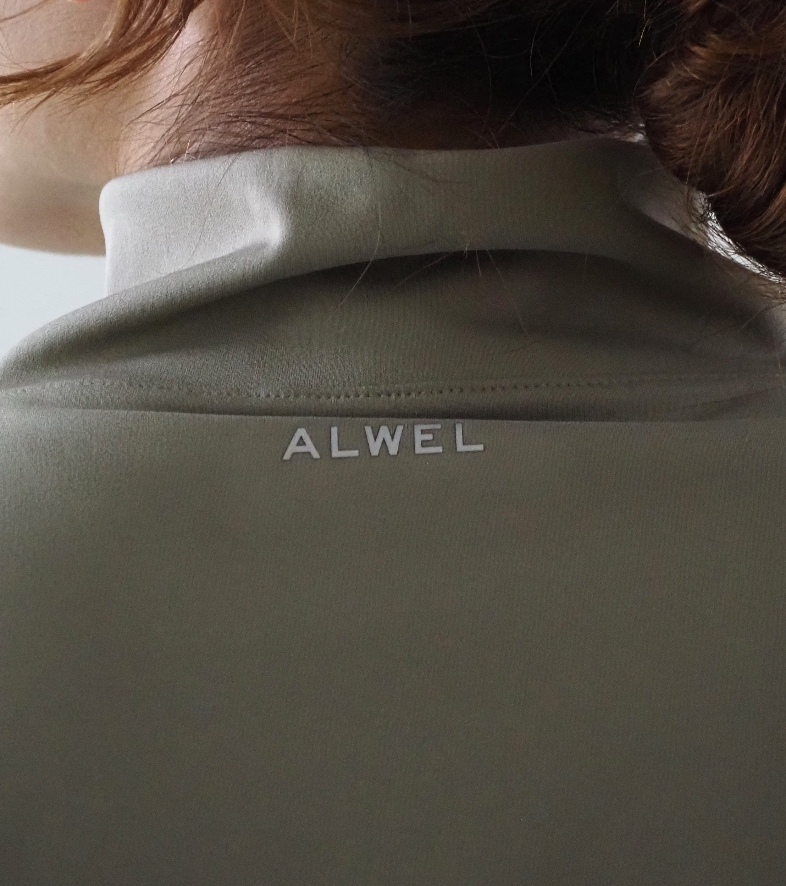 ALWEL ハーフ ジップ トップ , Khaki × Black