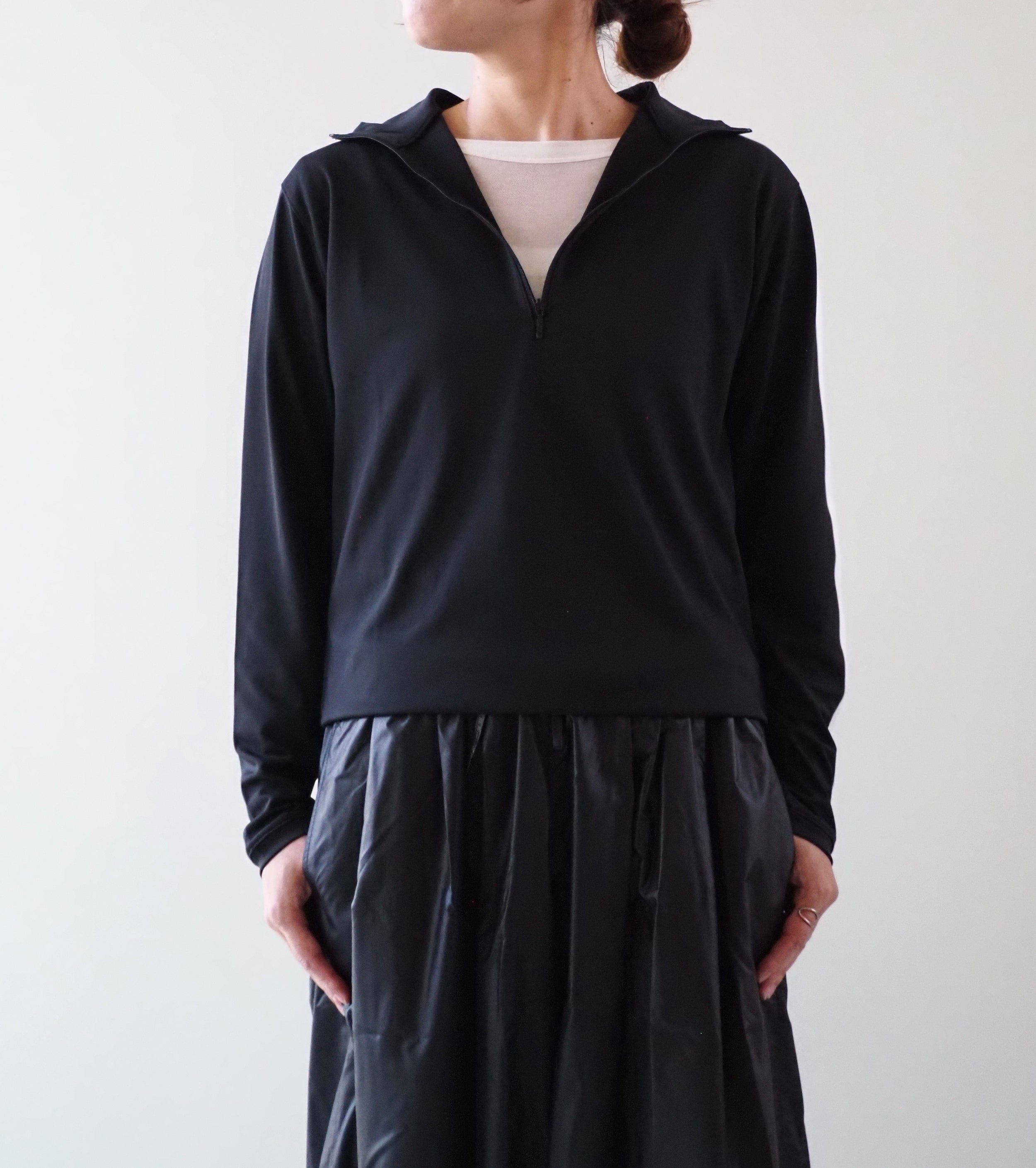 ALWEL HALF ZIP TOP ,  Black × White